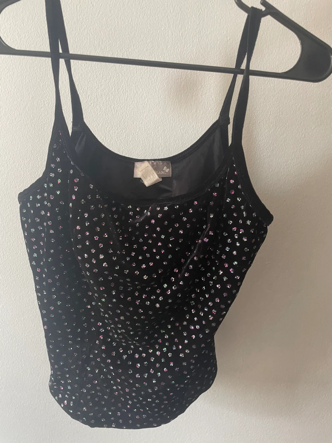 PAPILLON BLANC Black Sequin Velvet Cami Top