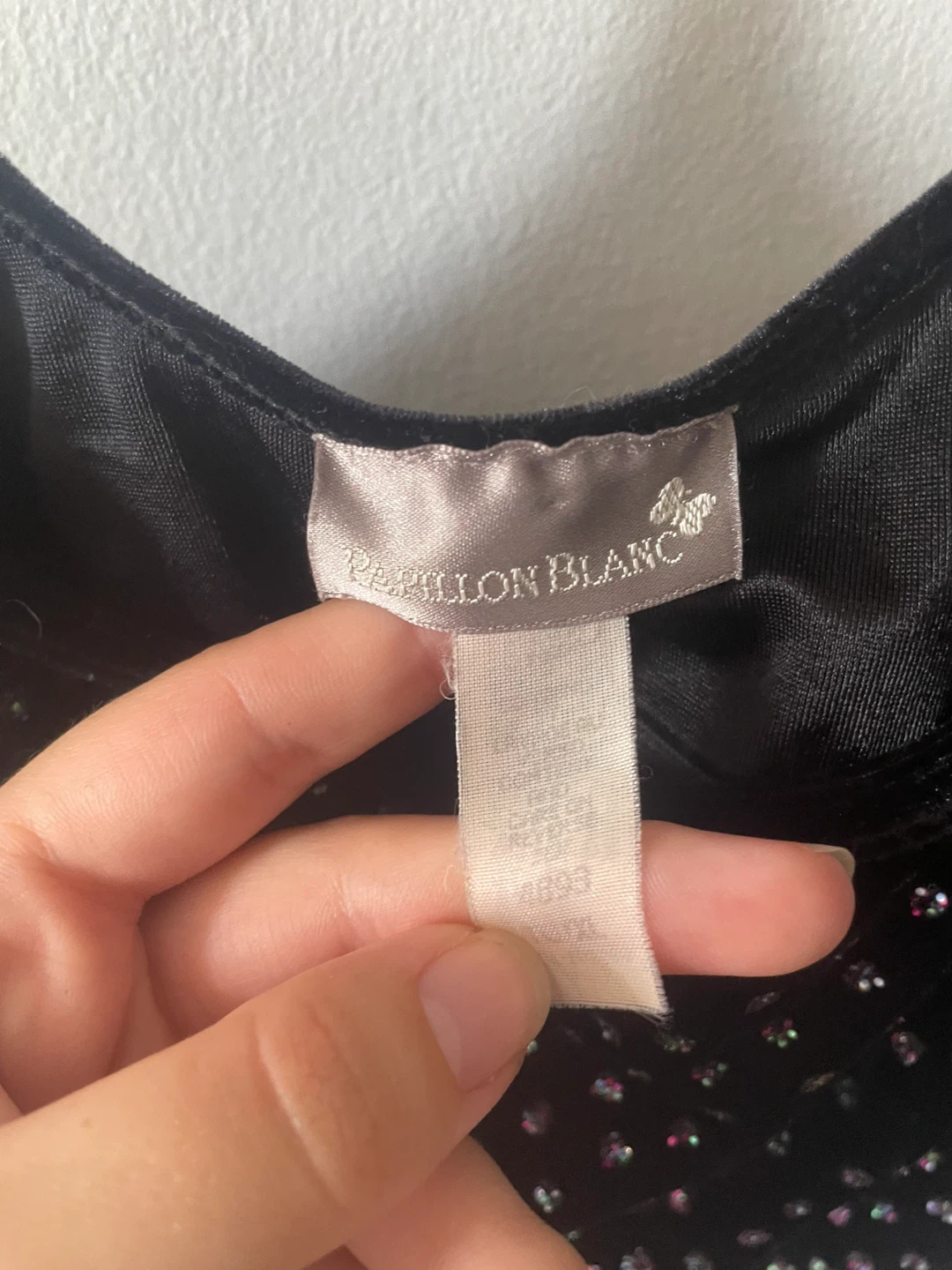 PAPILLON BLANC Black Sequin Velvet Cami Top - photo 2