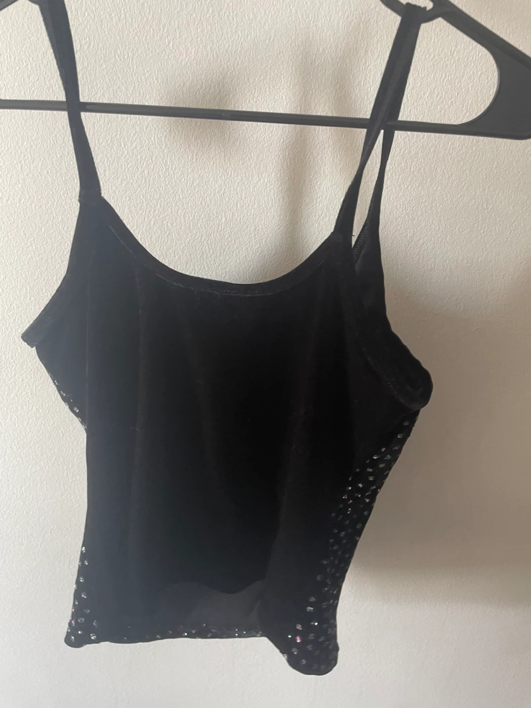 PAPILLON BLANC Black Sequin Velvet Cami Top - photo 3
