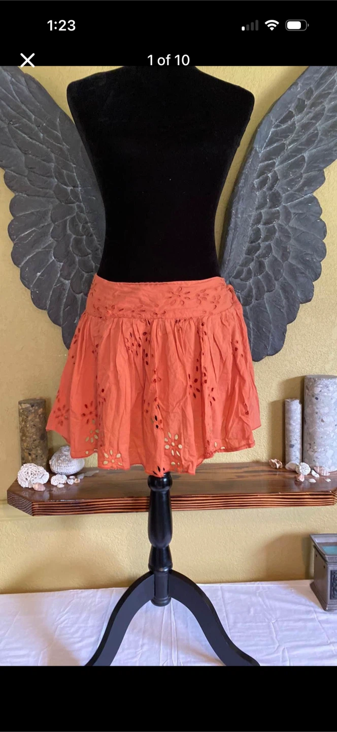 American Eagle Mini Skirt With Embroidery And Side Tie