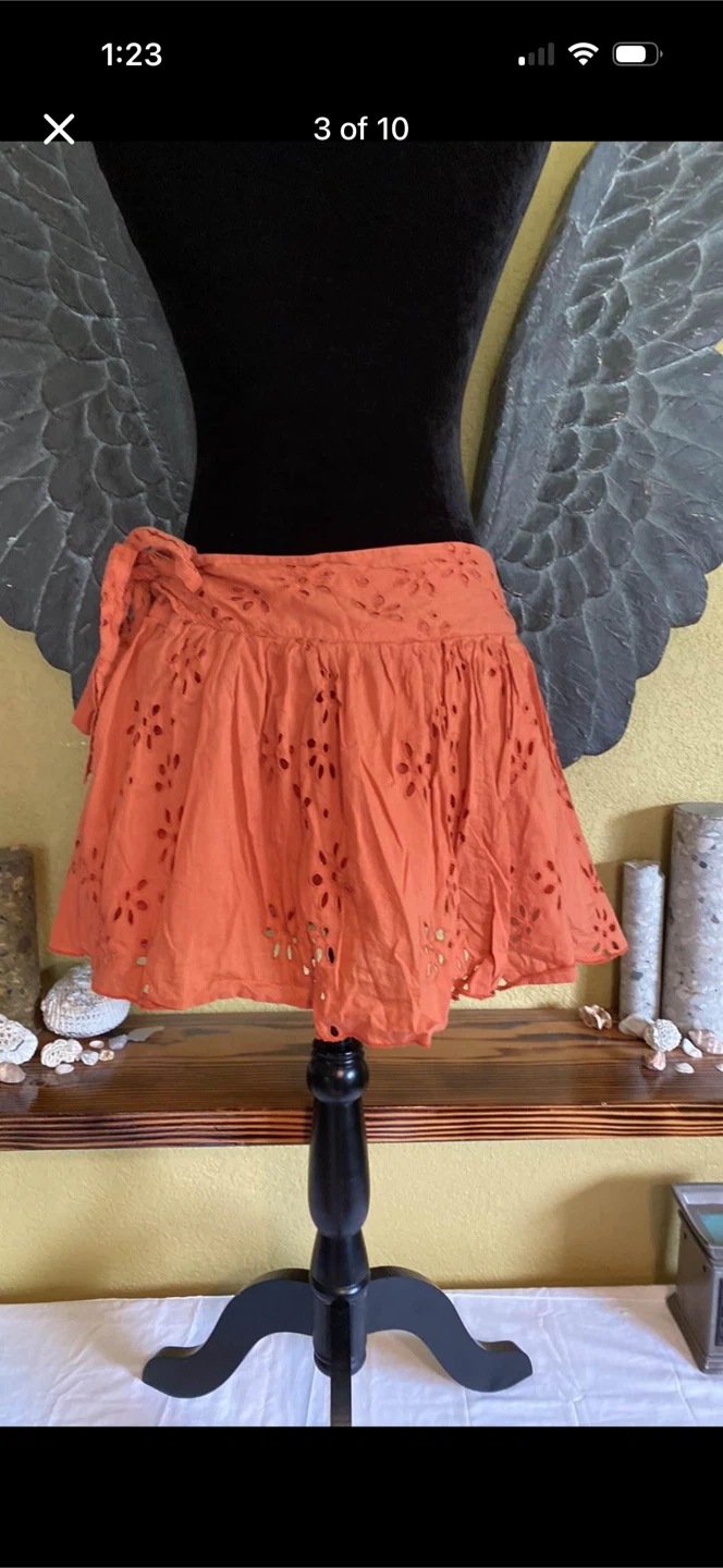 American Eagle Mini Skirt With Embroidery And Side Tie - photo 3