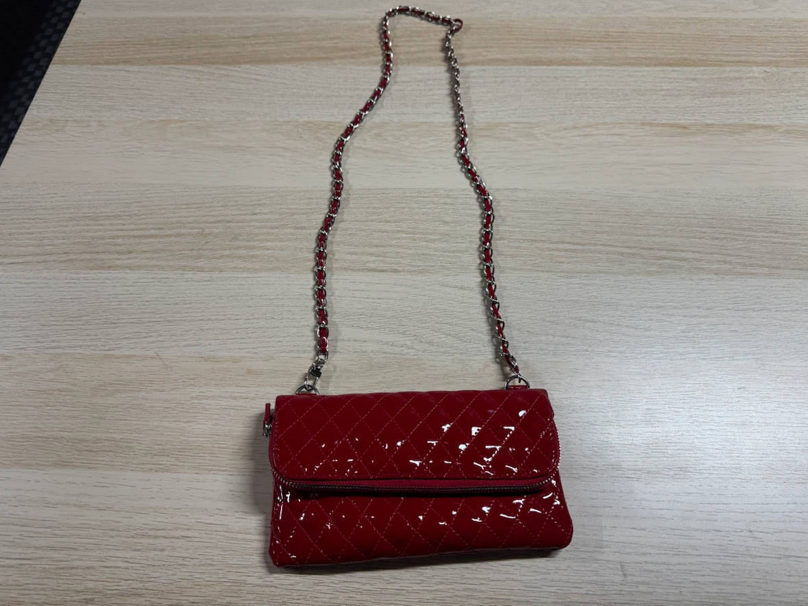 Red Quilted Patent Chain Bag