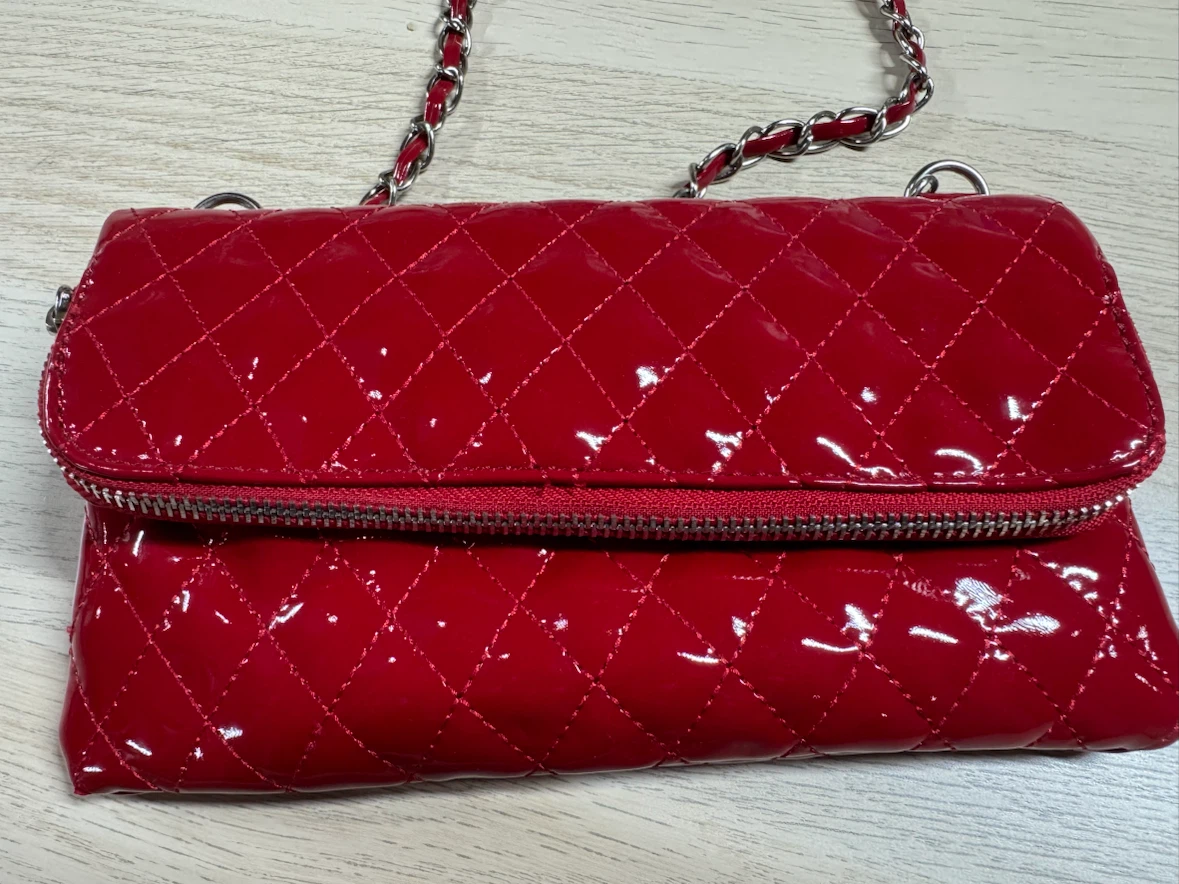 Red Quilted Patent Chain Bag - photo 2