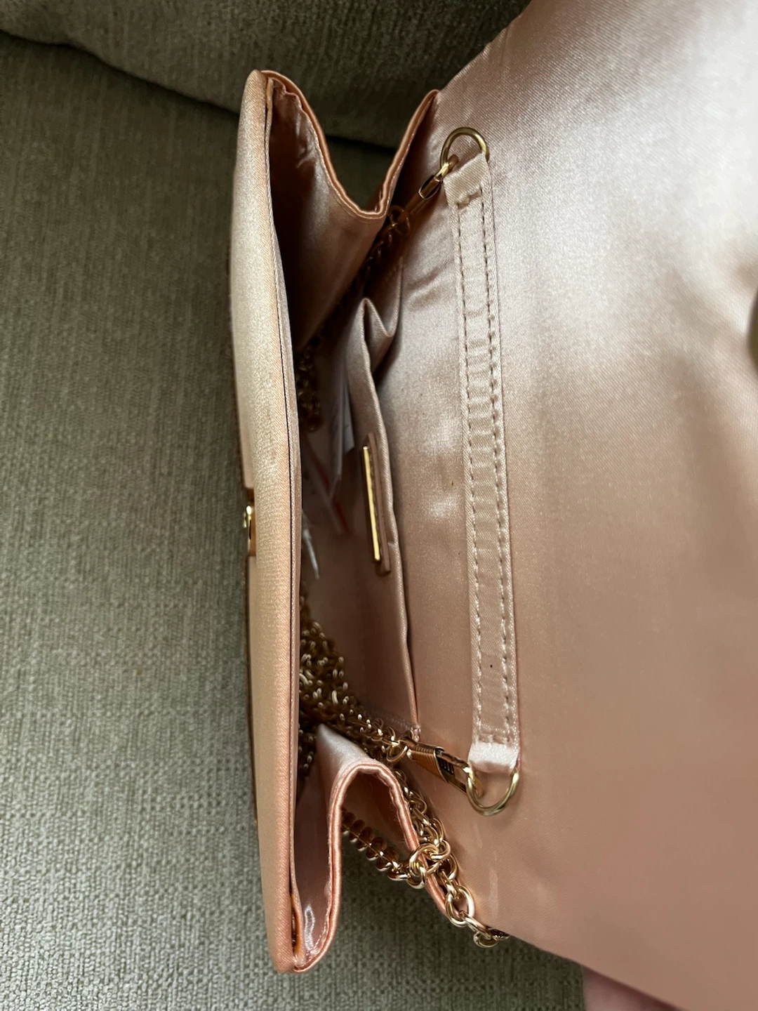 Rose Gold Rhinestone Clutch Bag with Chain Strap - photo 4