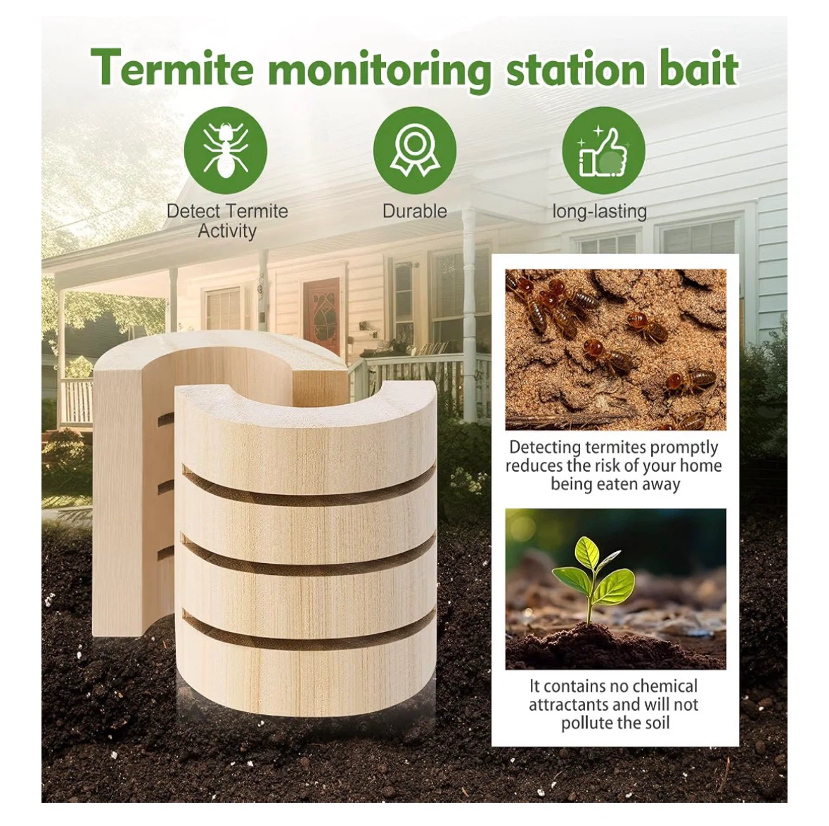 10 Pcs Termite Bait Station Monitoring Wood Replacement Insert - photo 3
