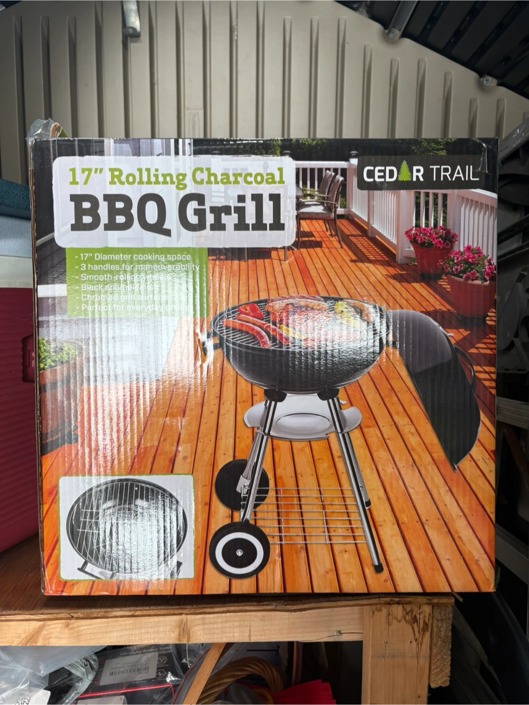 17" Rolling Charcoal BBQ Grill by Cedar Trail