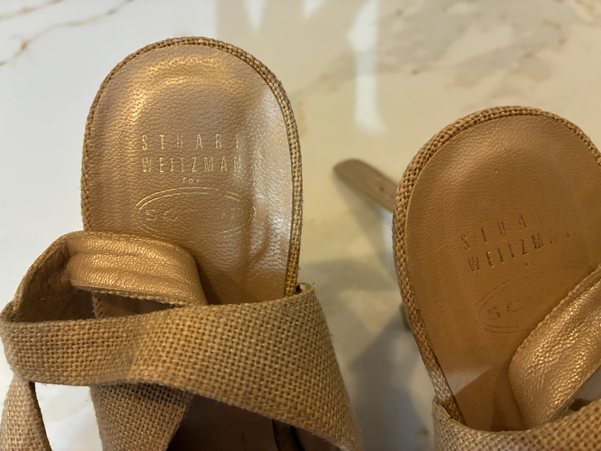 Stuart Weitzman Size 9 Tan Woven 5.5” Cork Wedge Sandals - photo 4
