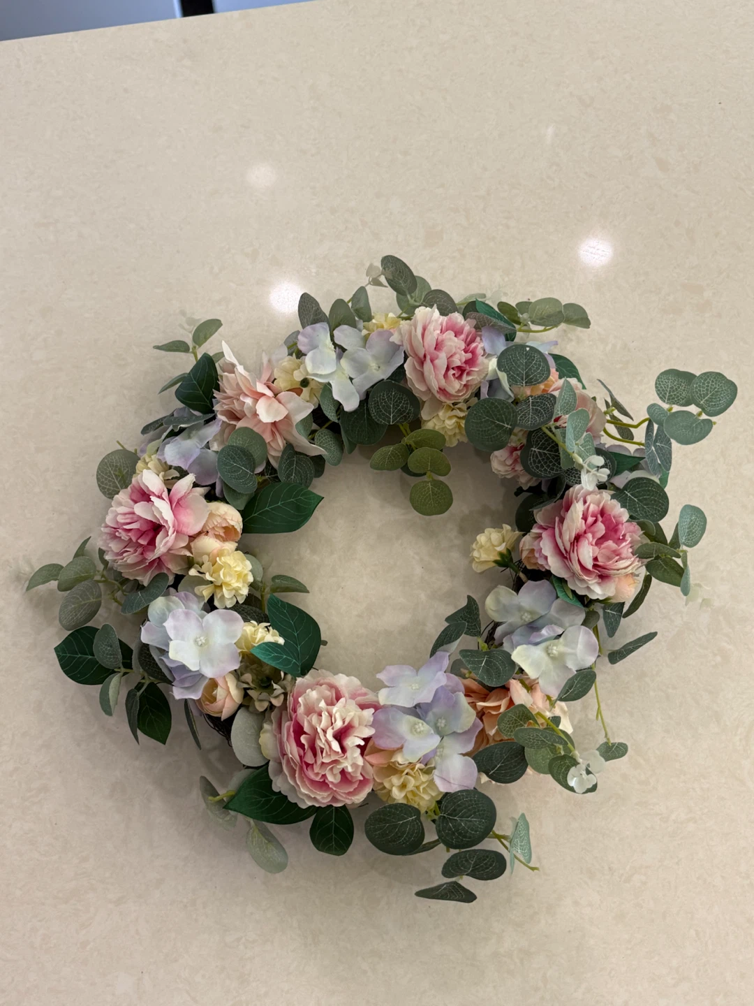 Artificial Floral Wreath with Peonies and Eucalyptus - photo 2