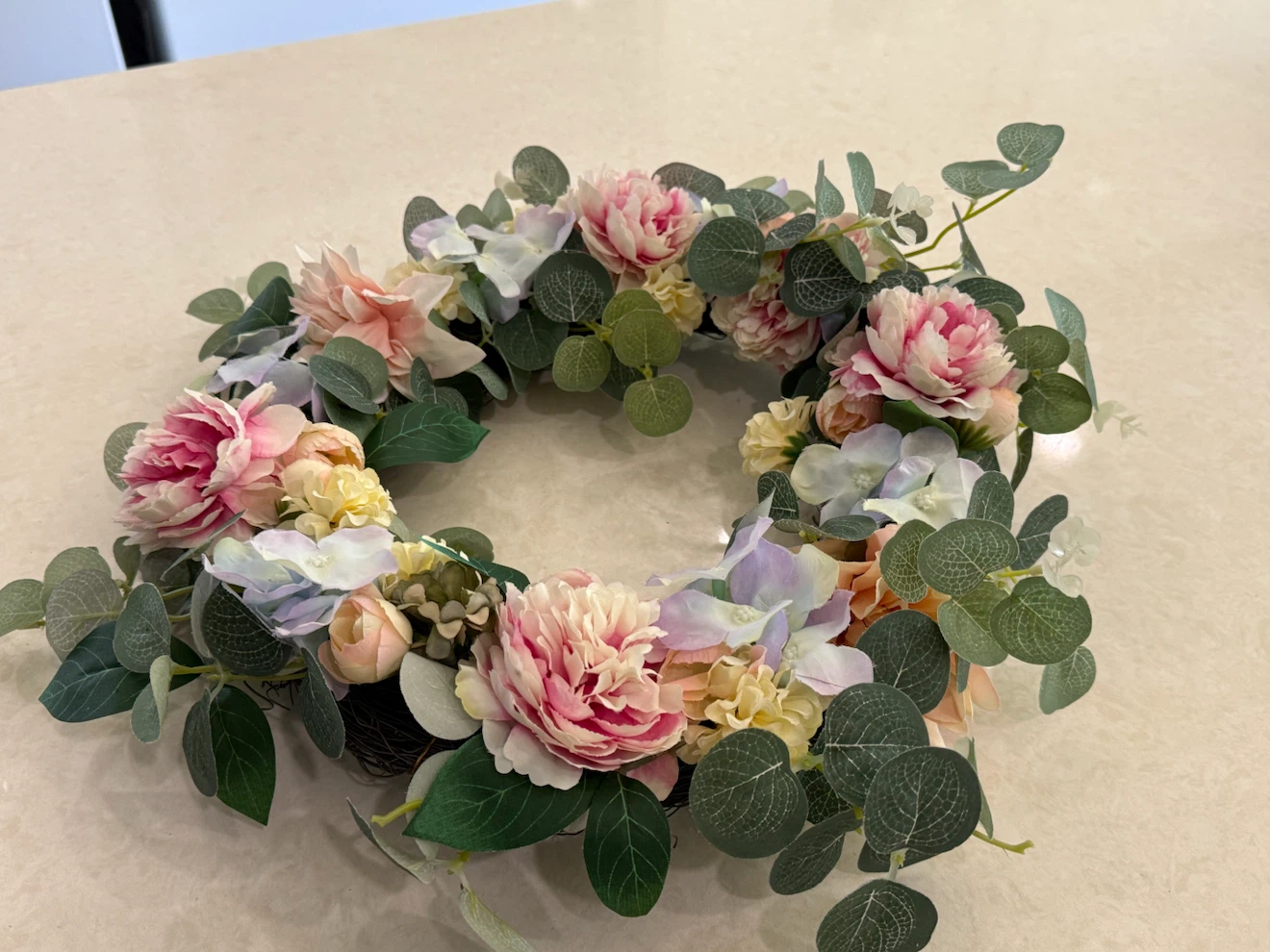 Artificial Floral Wreath with Peonies and Eucalyptus - photo 3