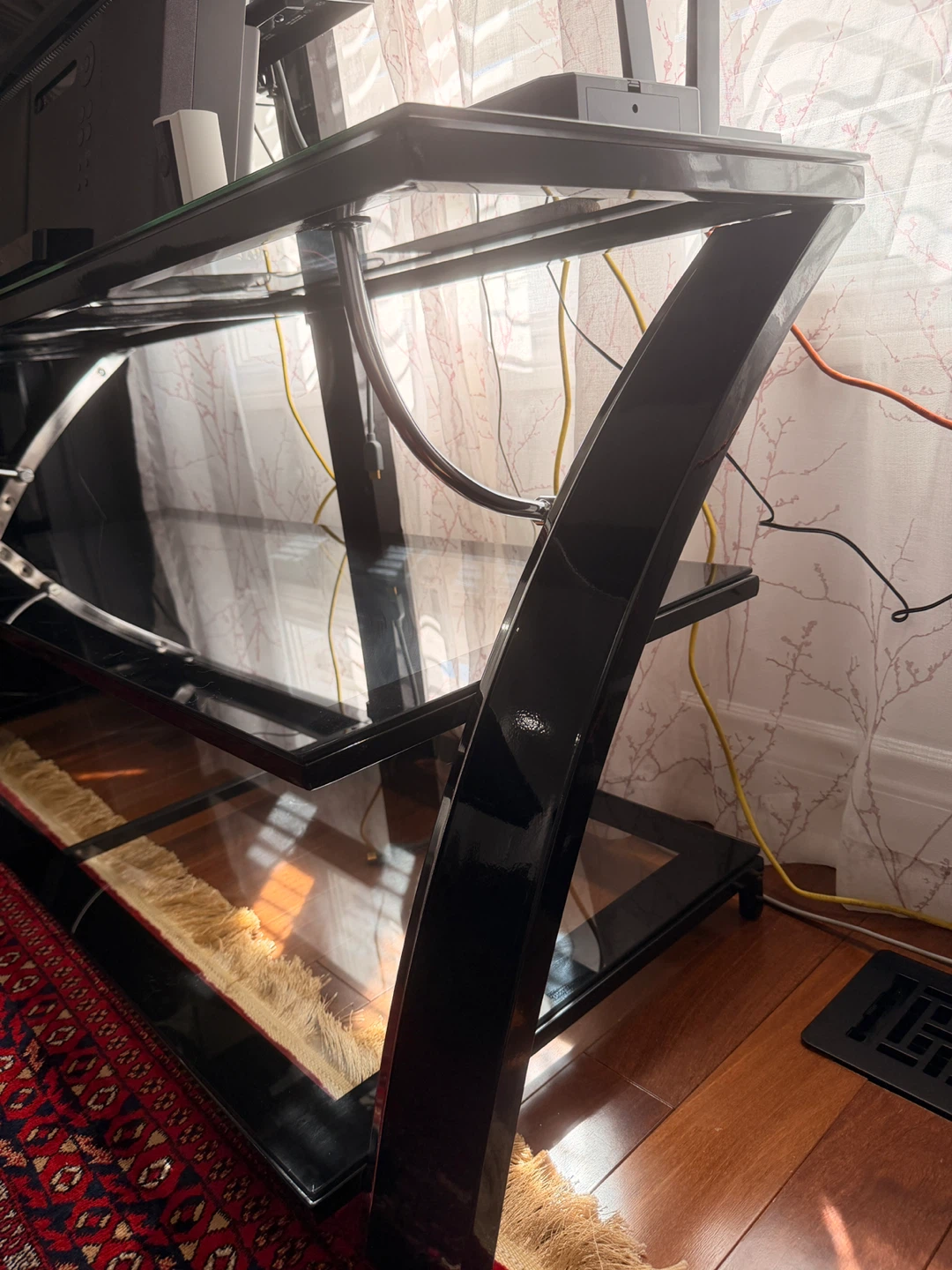 Black Glass TV Stand with Integrated Mount - photo 2
