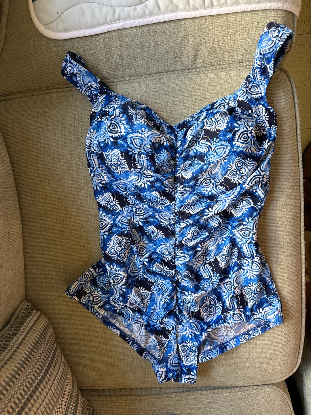 Women's Blue Patterned Swimsuit Size 16W