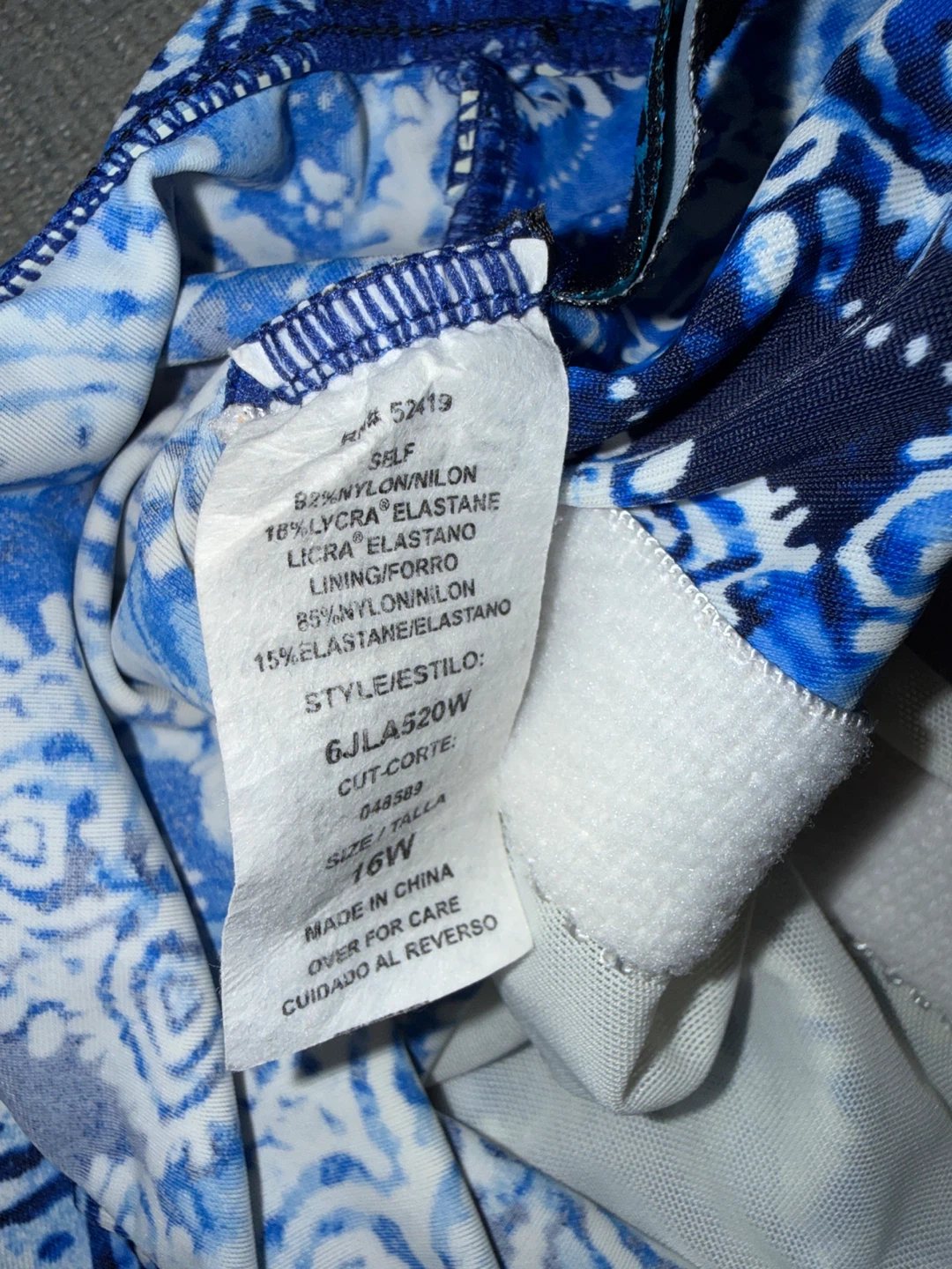 Women's Blue Patterned Swimsuit Size 16W - photo 4
