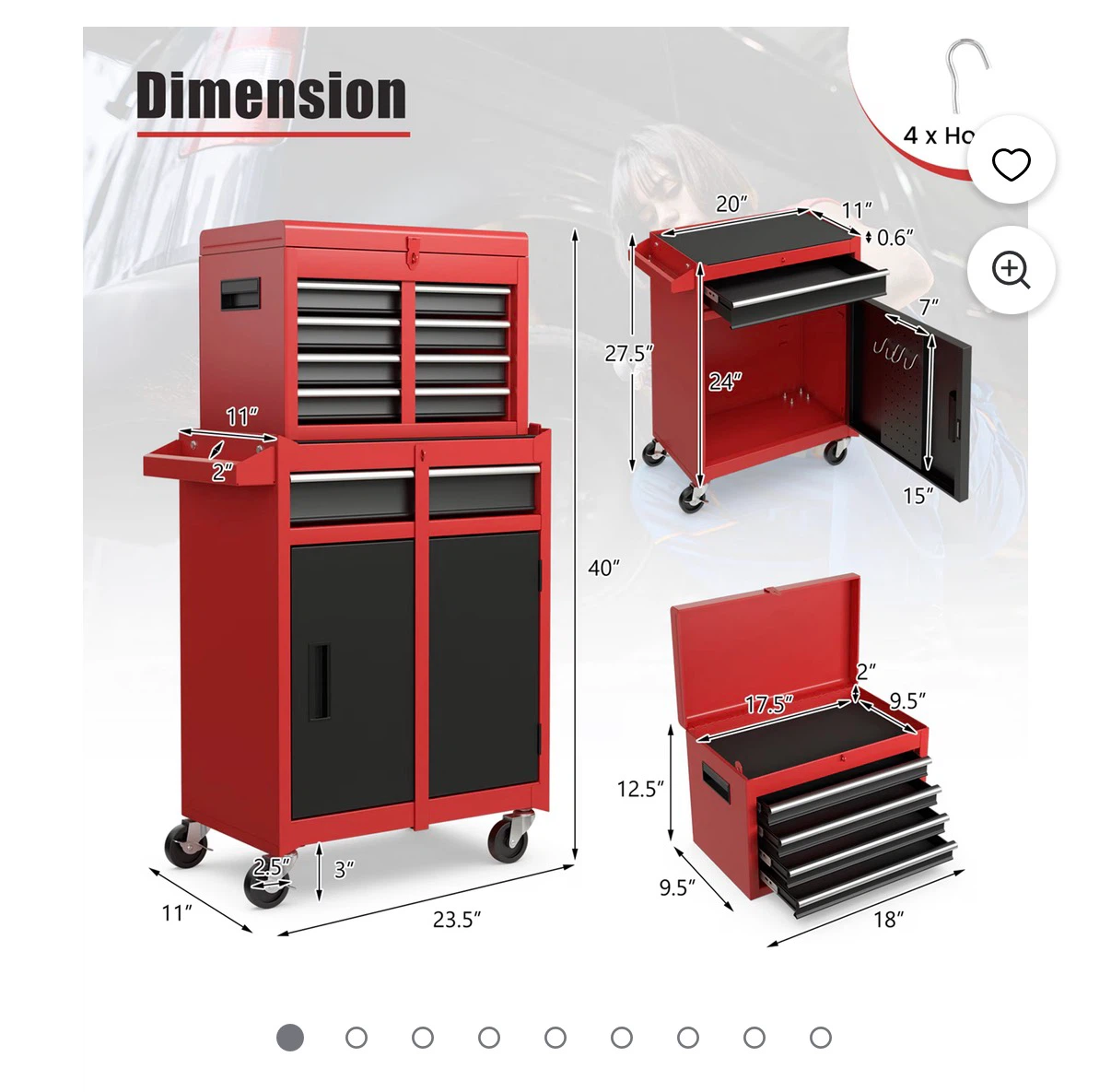 New Red Metal Rolling Tool Chest and Cabinet - photo 2