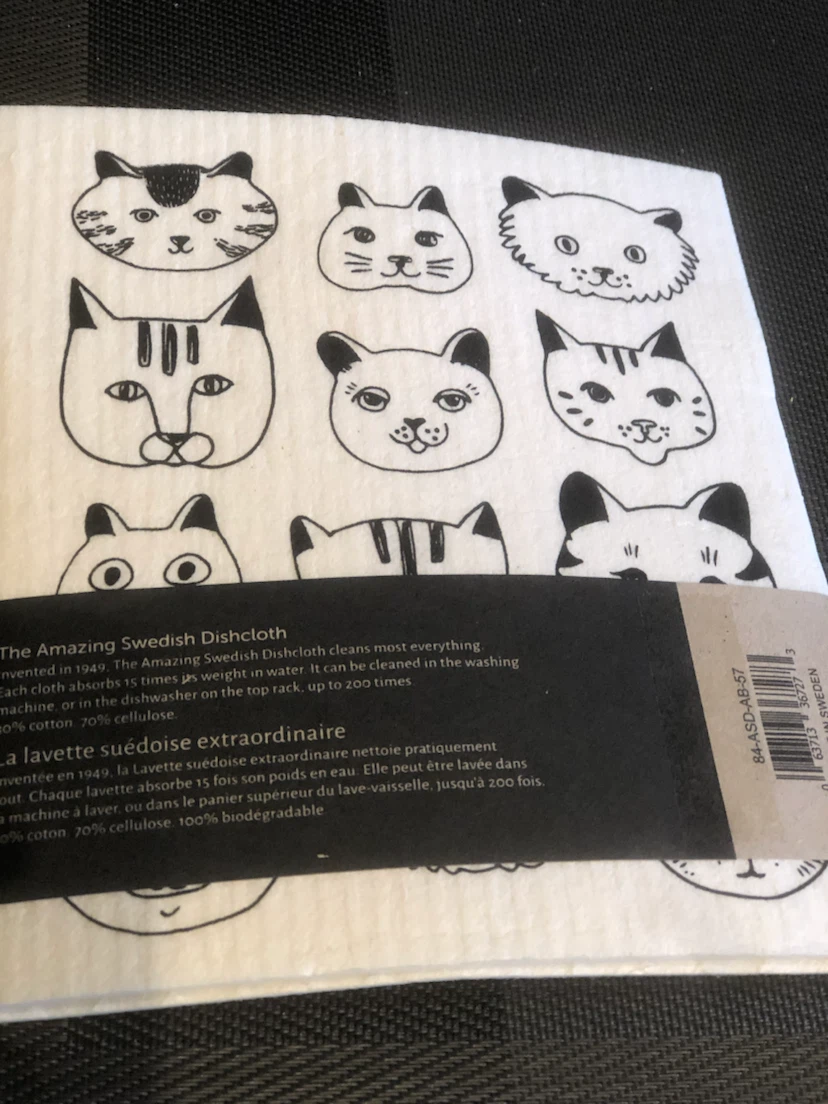 The Amazing Swedish Dishcloth 2-Pack Cat Print - photo 2