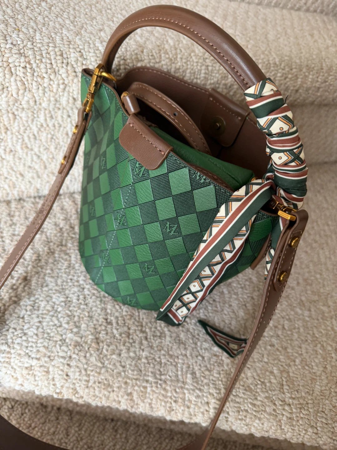 MZ Green Checkered Bucket Bag - photo 3