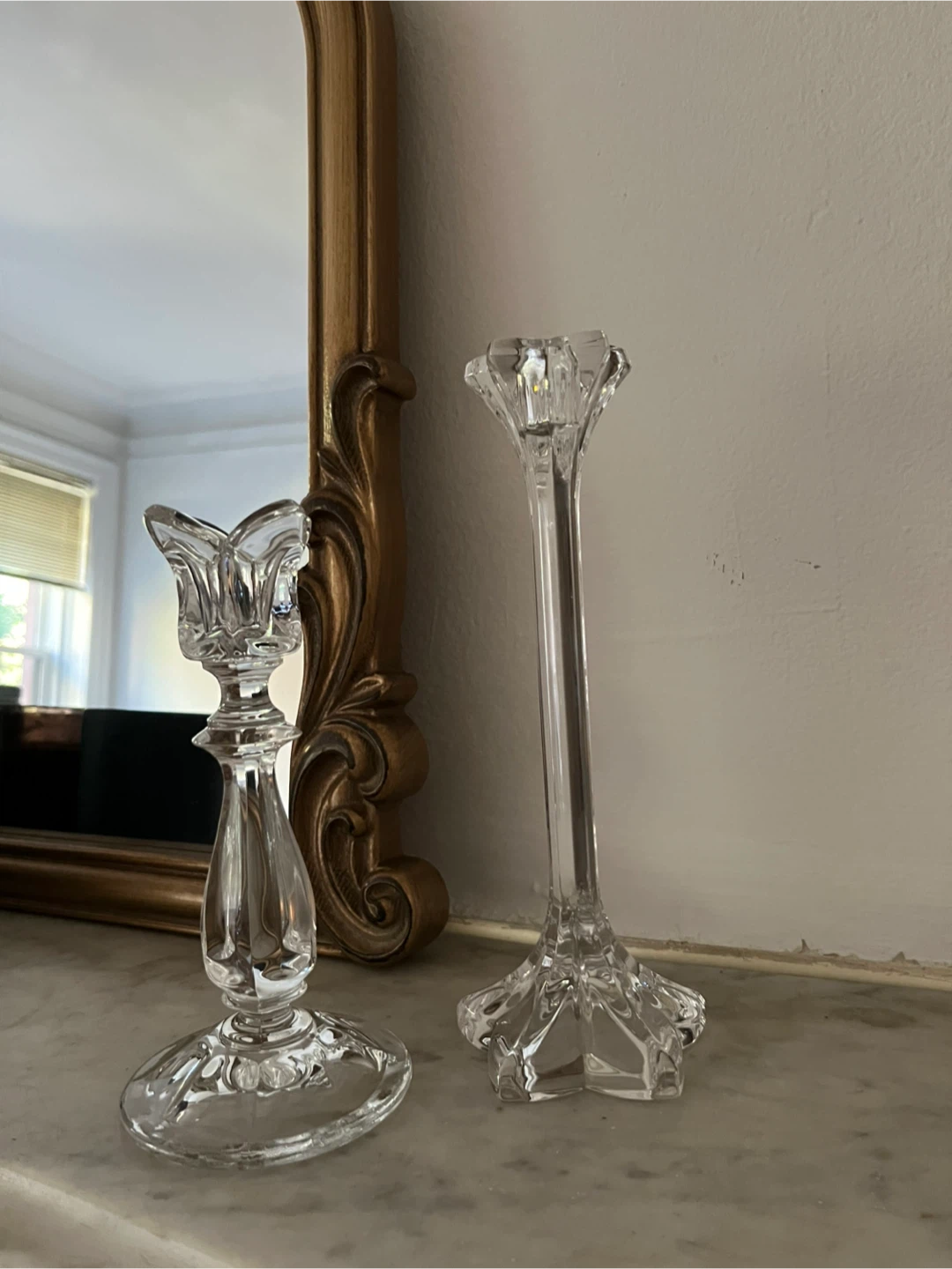 Set of Two Antique Glass Candlestick Holders - photo 2