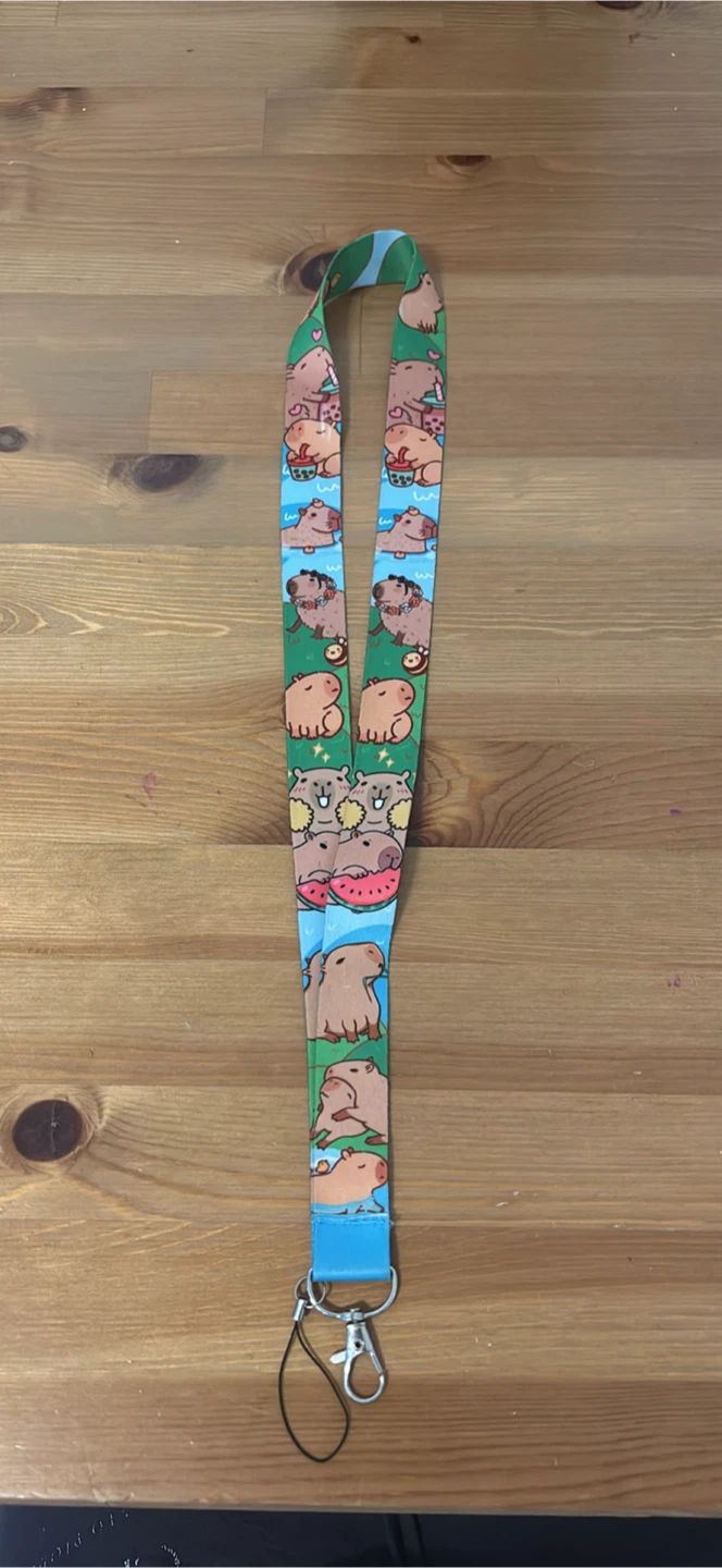 Cute Capybara Bubble Tea Lanyard
