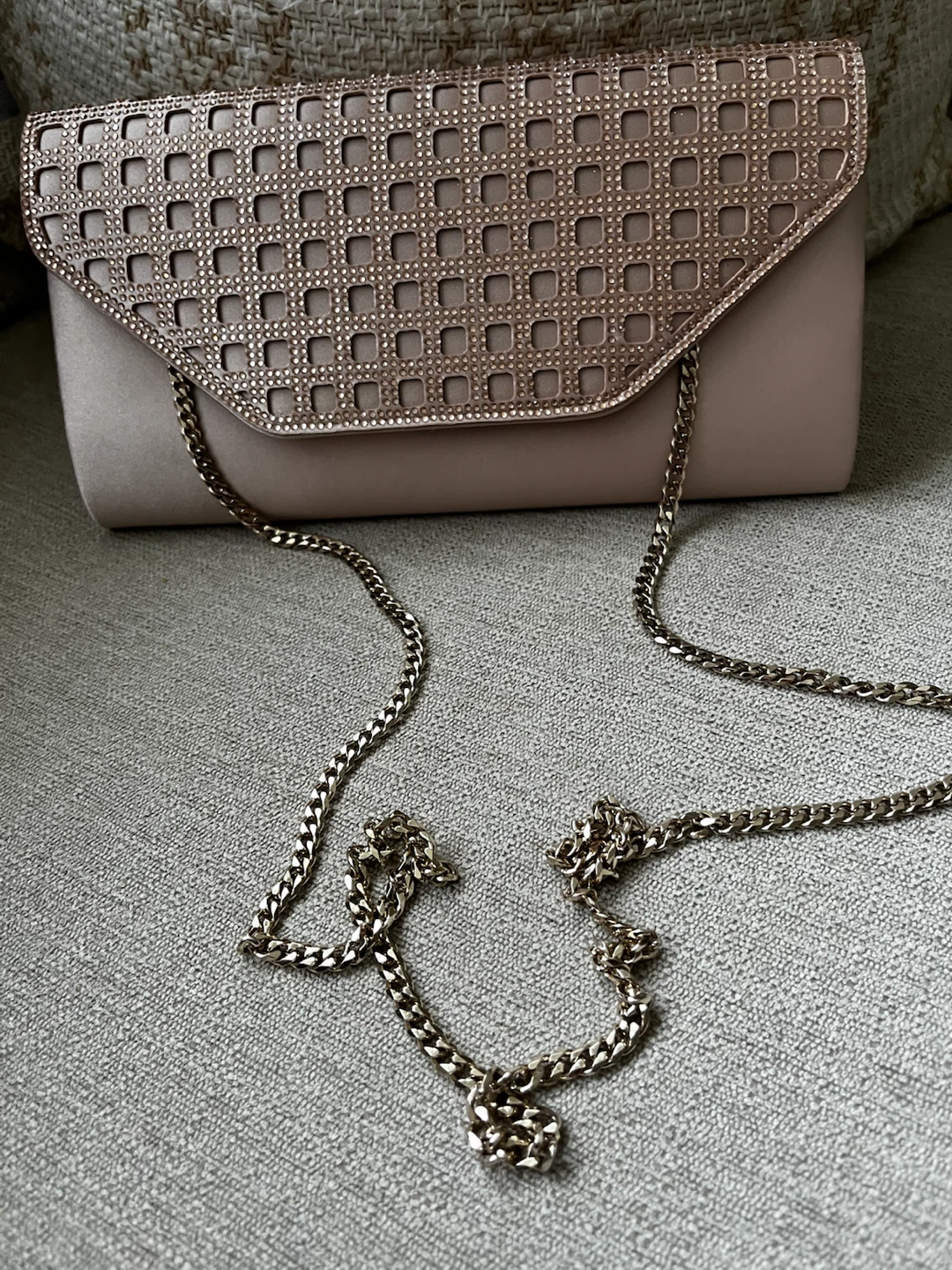 Aldo Envelope Clutch – Blush/Taupe with Studded Rhinestone Flap - photo 2