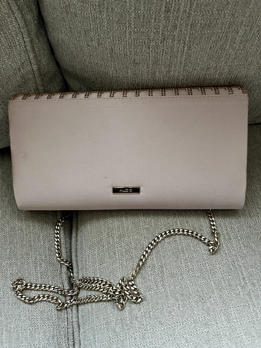 Aldo Envelope Clutch – Blush/Taupe with Studded Rhinestone Flap - photo 4