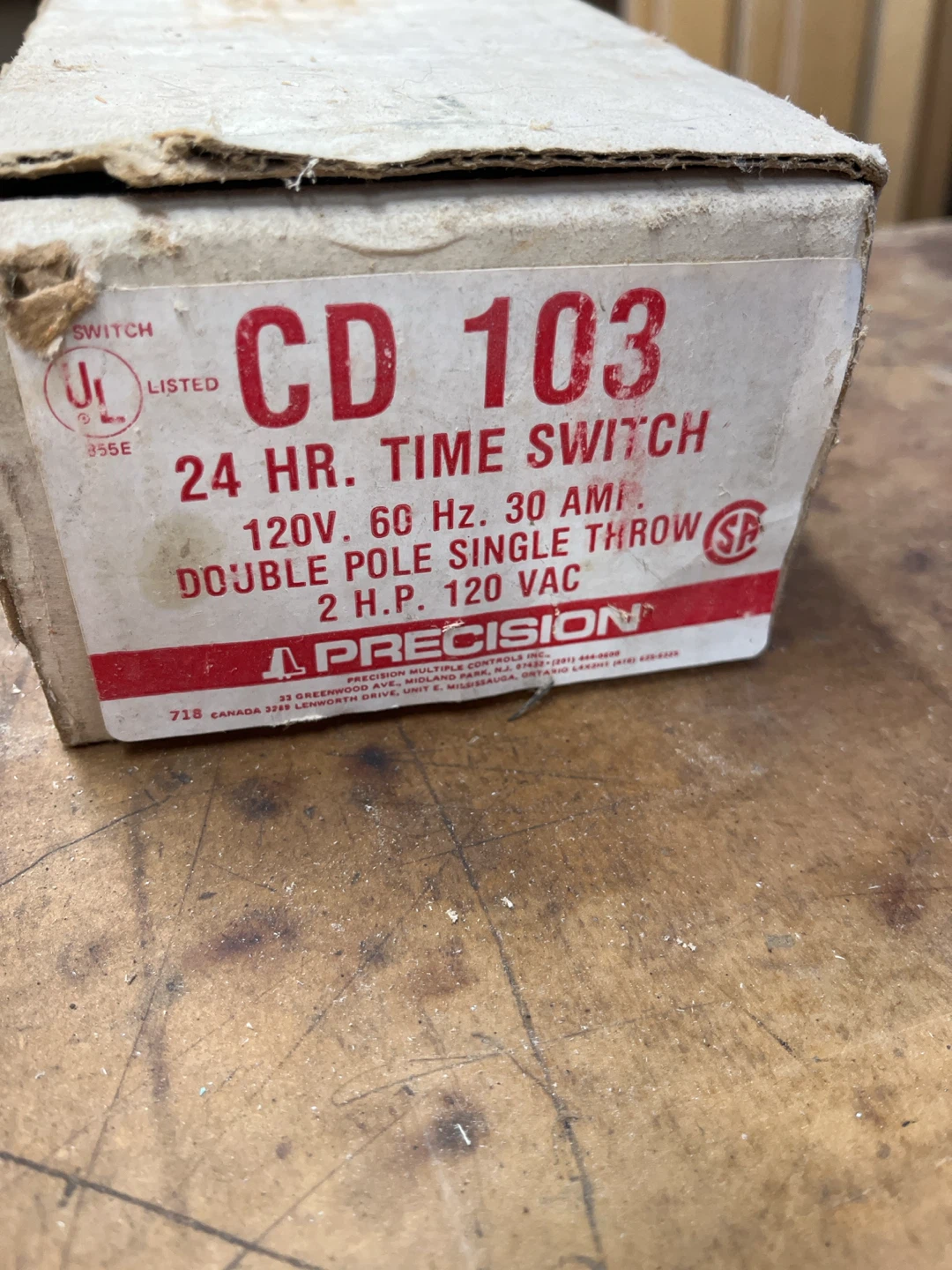 Precision CD 103 24 HR. Time Switch 30 AMP