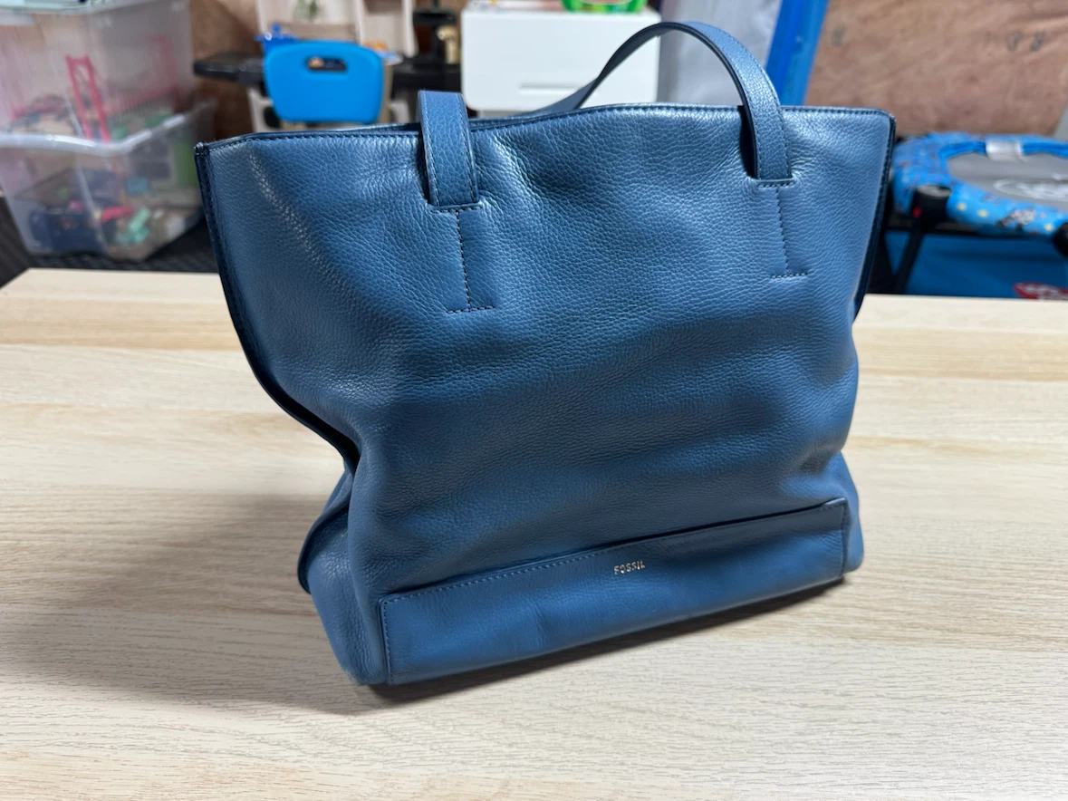 Fossil Leather Tote Bag - Blue