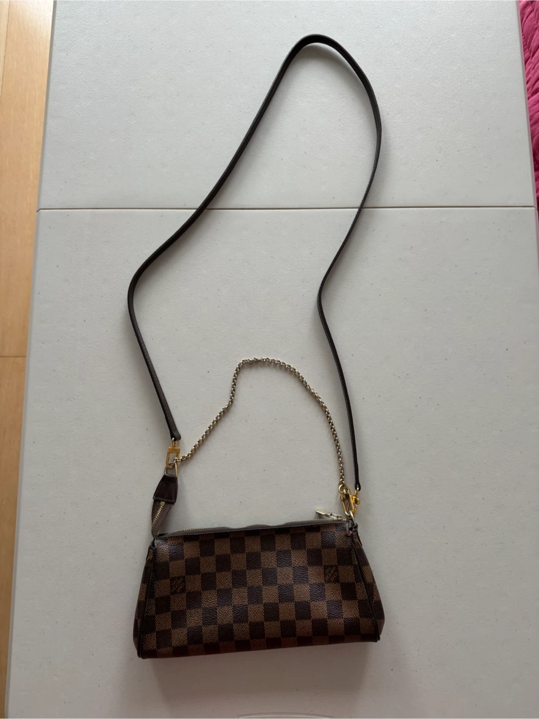 Louis Vuitton Damier Ebene Eva Clutch Crossbody Shoulder Bag - photo 4