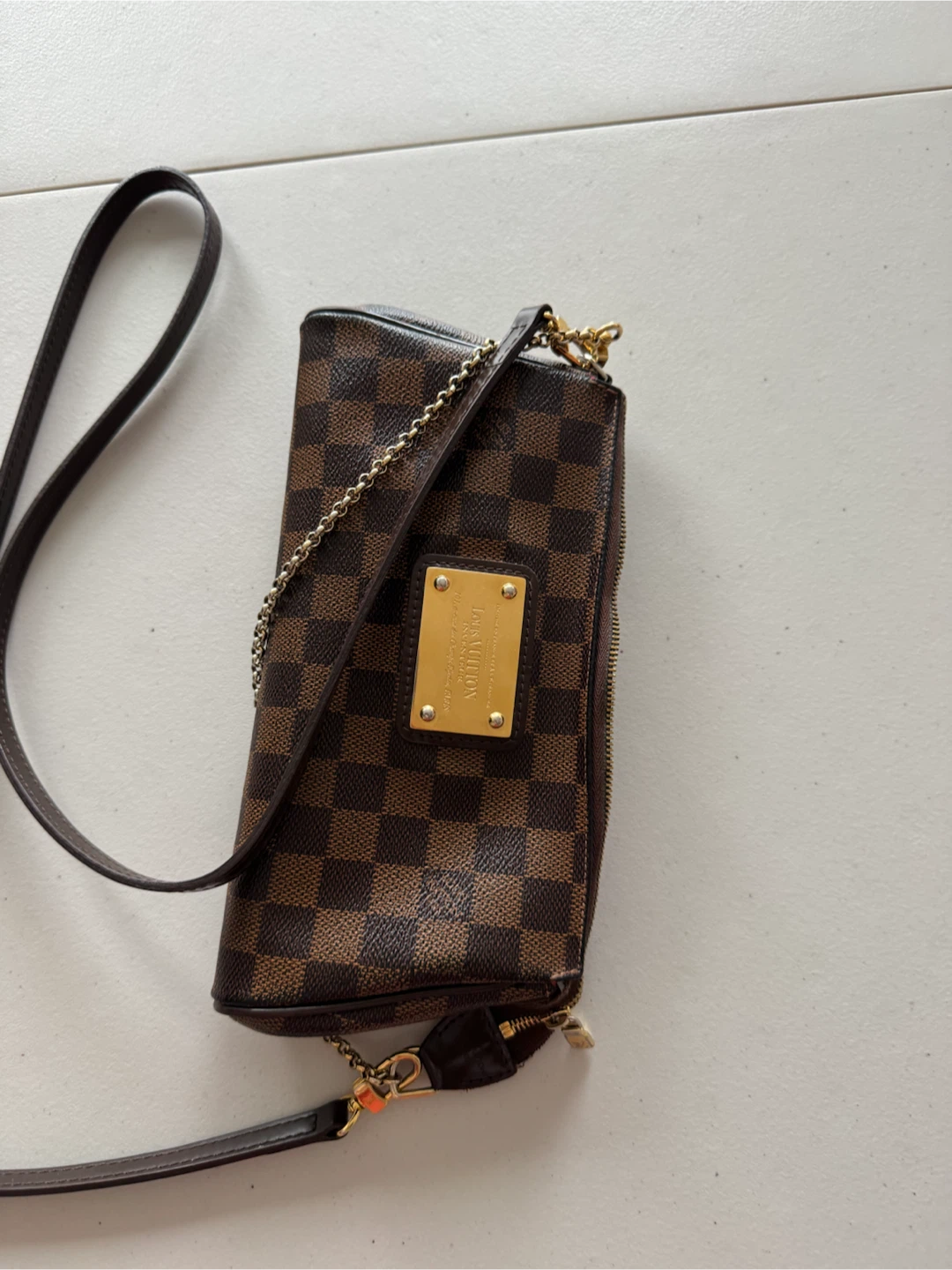 Louis Vuitton Damier Ebene Eva Clutch Crossbody Shoulder Bag - photo 5