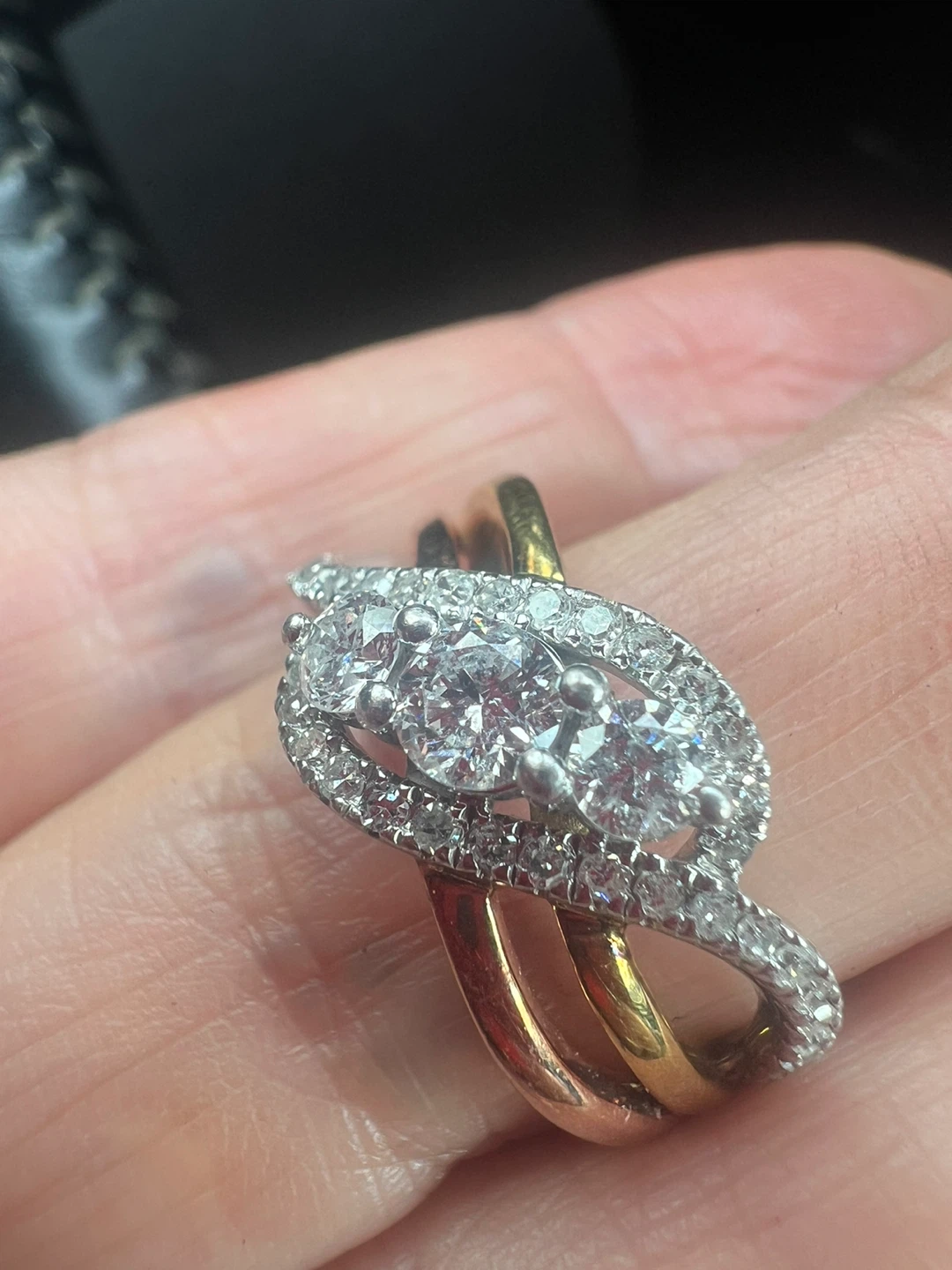 925 silver and  Diamond Crossover Ring - photo 2