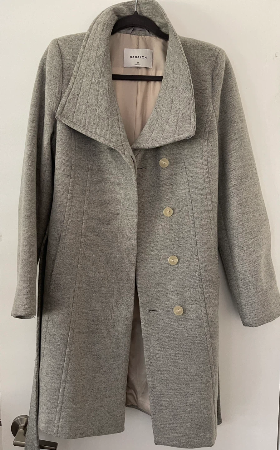 Babaton Grey Wool Blend Coat