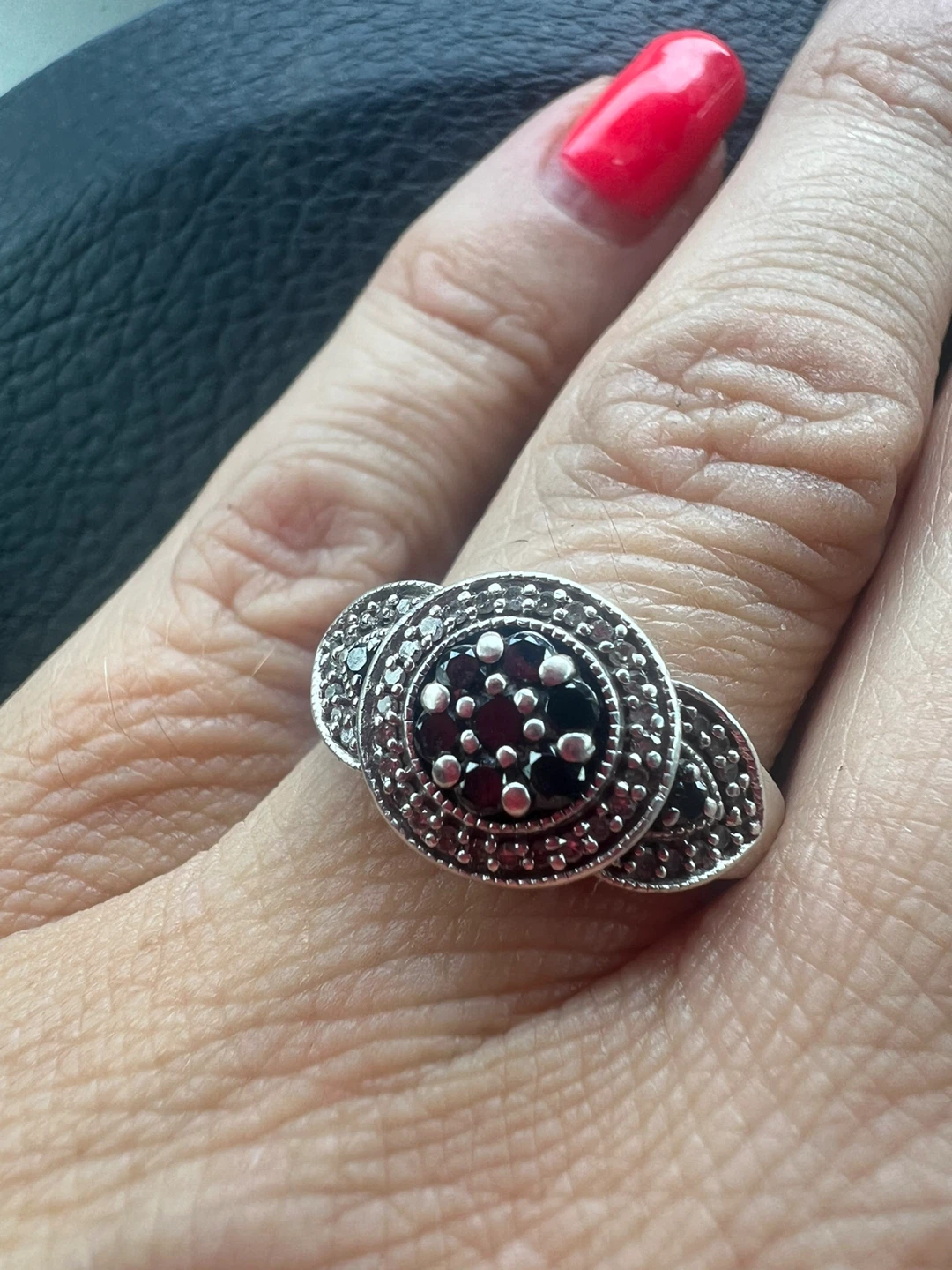 Sterling Silver Black and white diamonds ring - photo 3