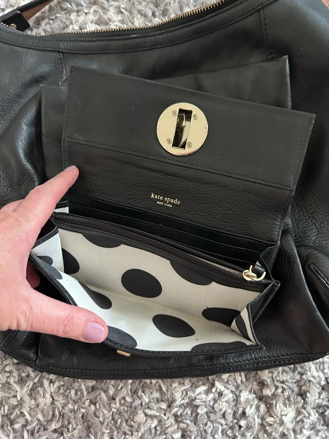 Kate Spade black leather handbag and wallet set - photo 5