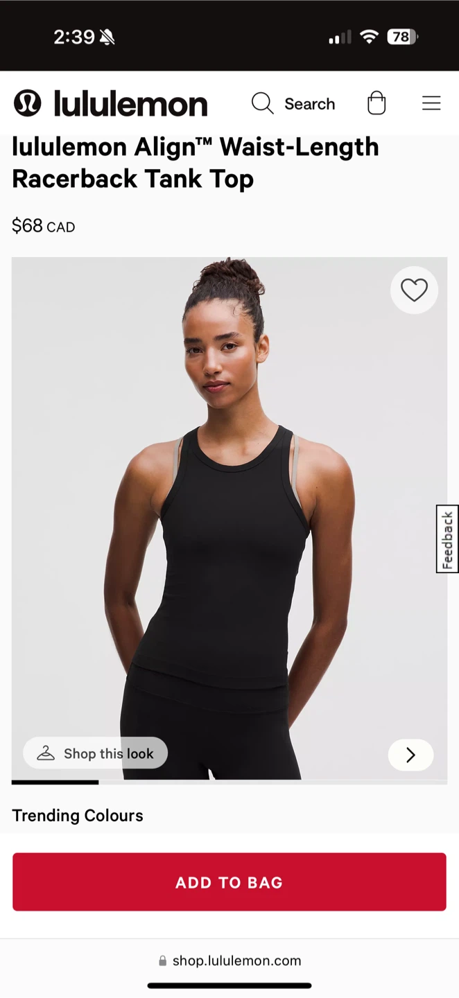 lululemon Align™ Waist-Length Racerback Tank Top
