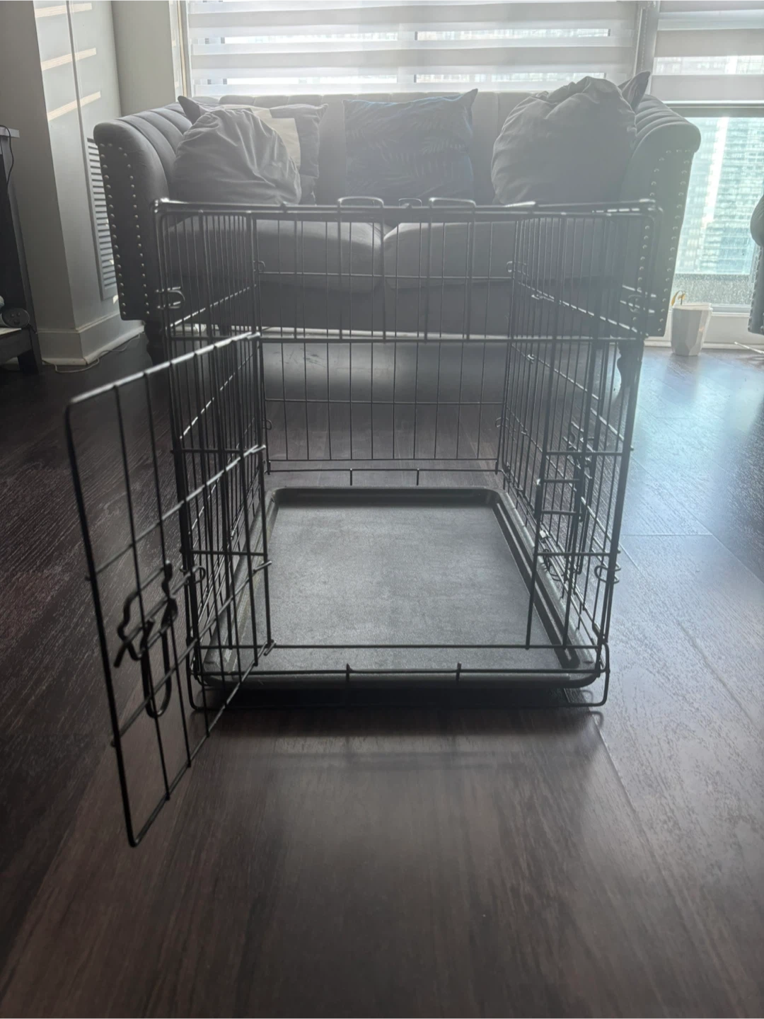 Black Metal Dog/Cat Crate with Tray - photo 2