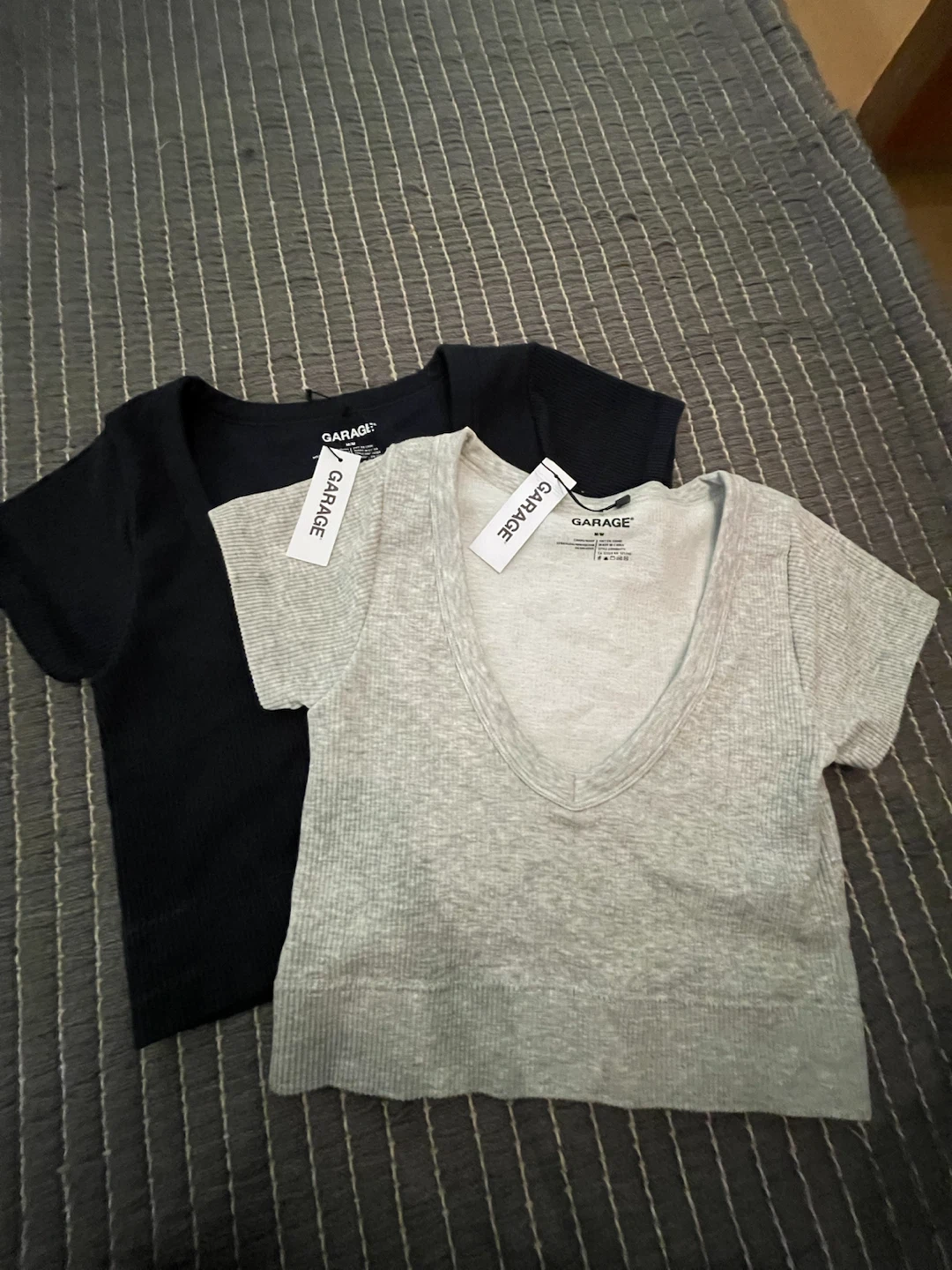 Garage Grey Ribbed Seamless Plunge Tee