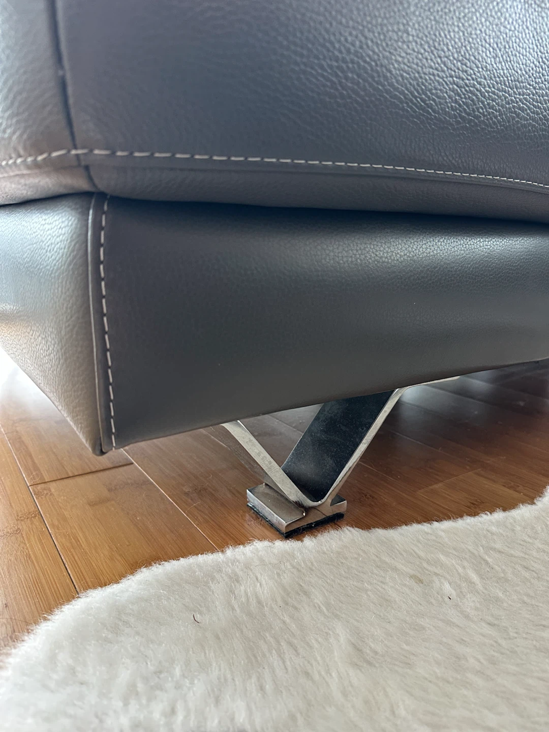 Grey Leather Sectional Sofa - photo 5