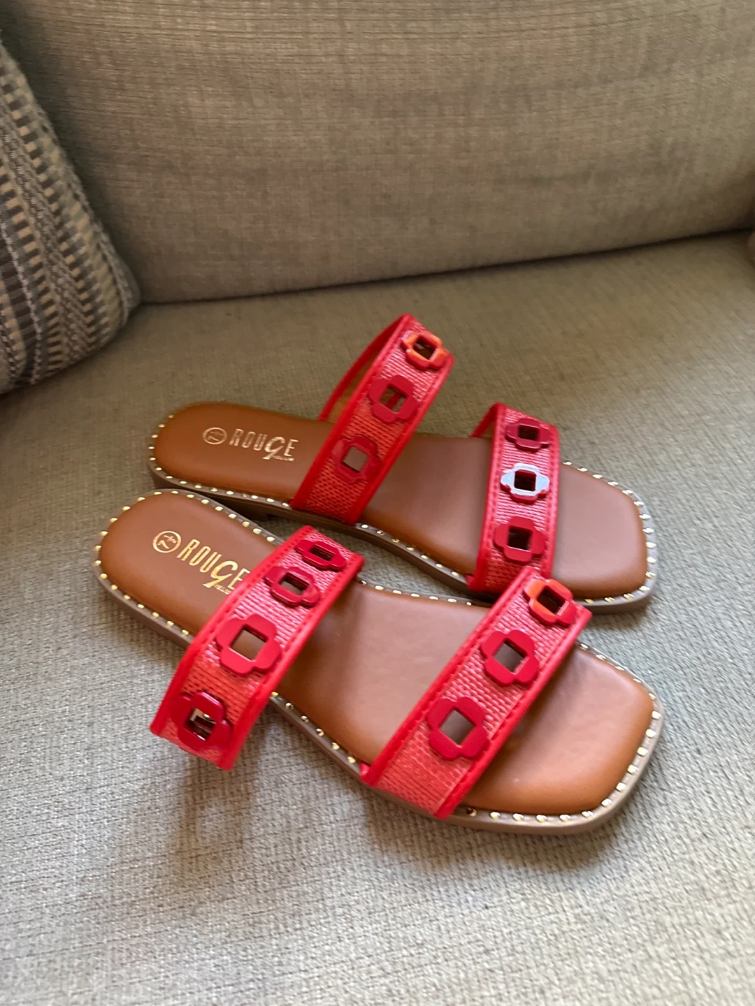 Rouge Red Slide Sandals Size 7