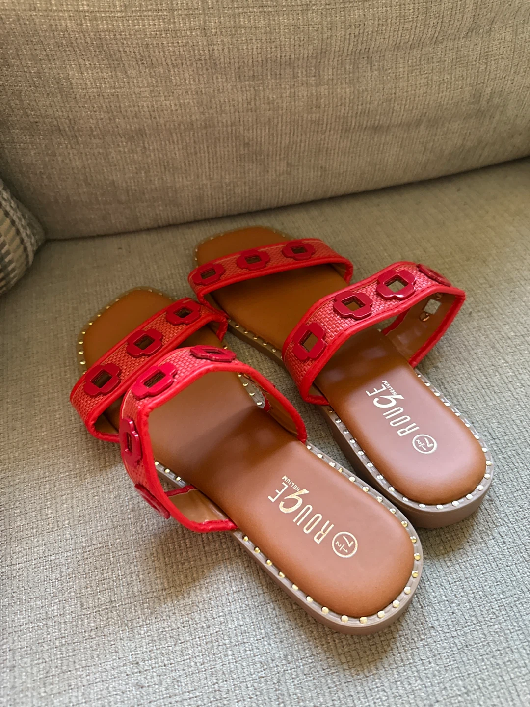 Rouge Red Slide Sandals Size 7 - photo 4
