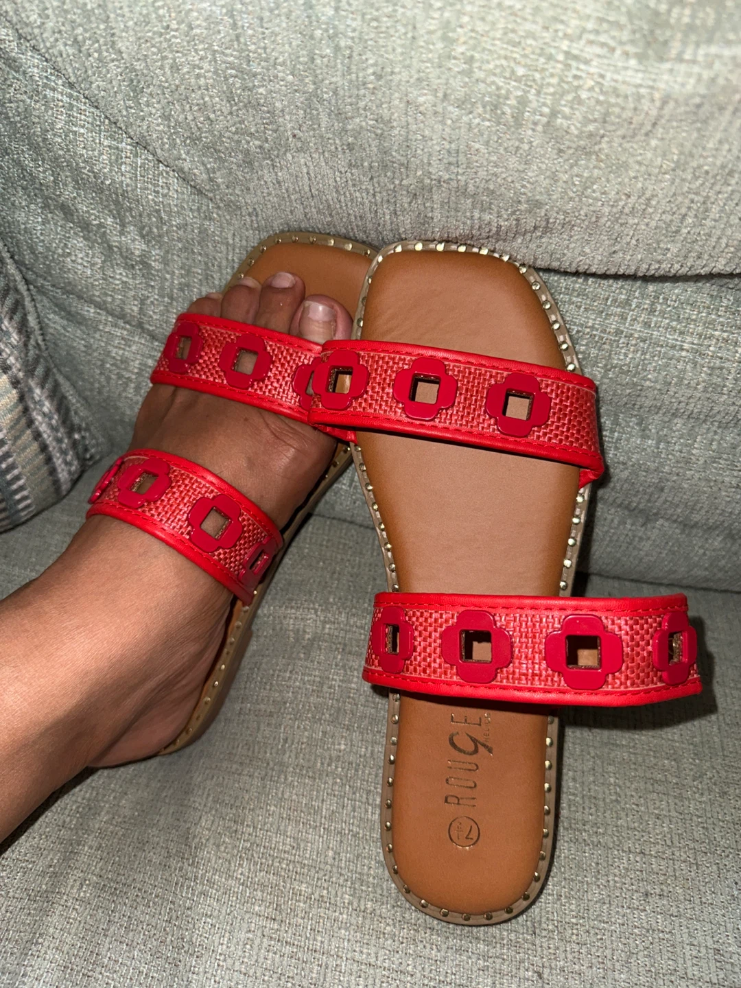 Rouge Red Slide Sandals Size 7 - photo 5