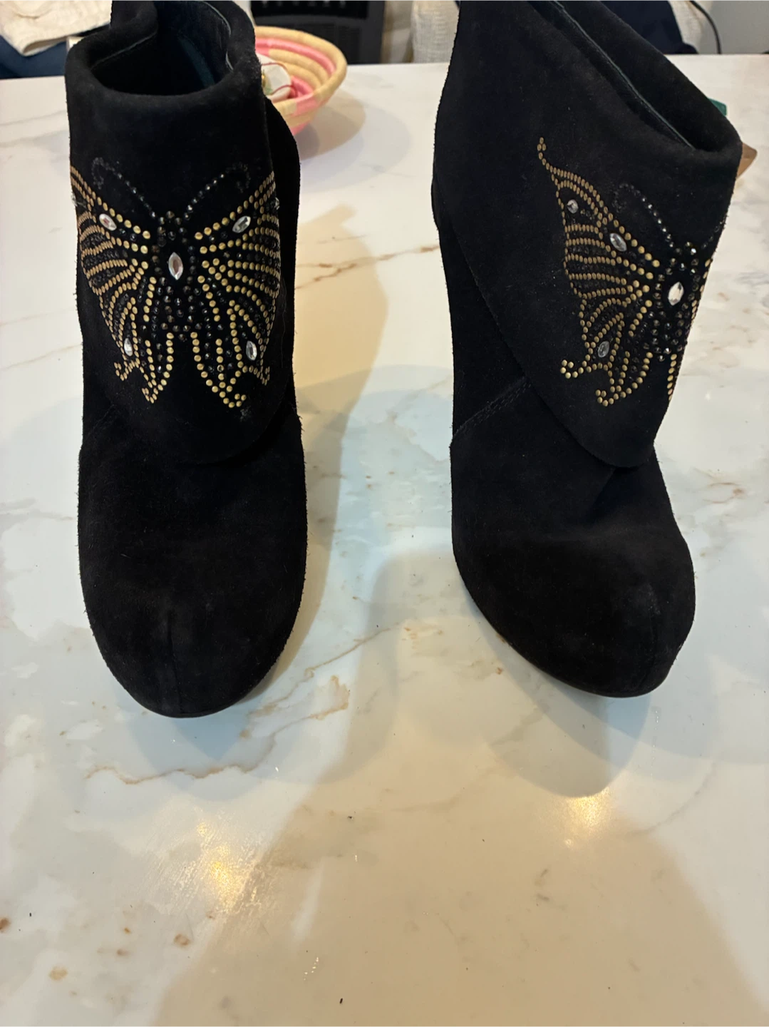 Pedro Garcia Black Suede Embellished Ankle Boots Size 40 - photo 2