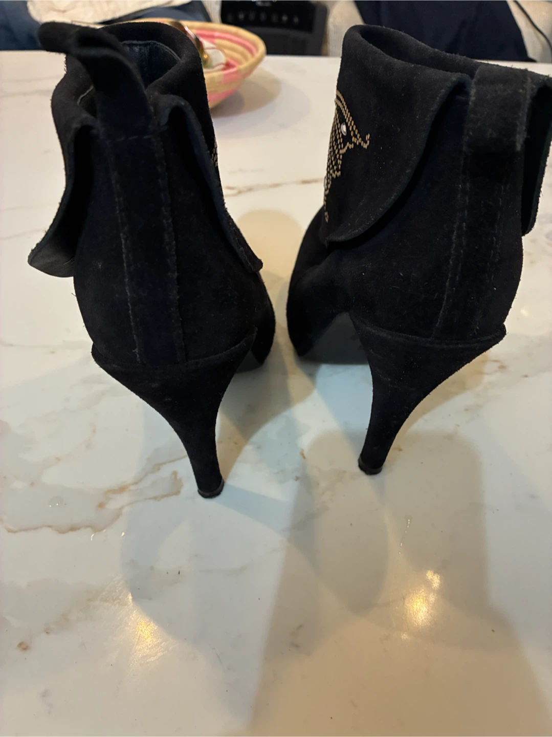 Pedro Garcia Black Suede Embellished Ankle Boots Size 40 - photo 4