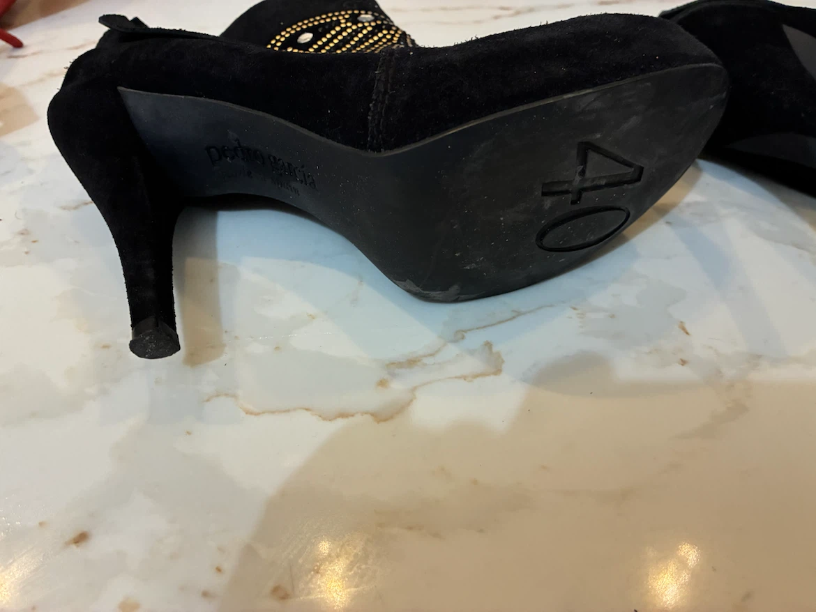 Pedro Garcia Black Suede Embellished Ankle Boots Size 40 - photo 5