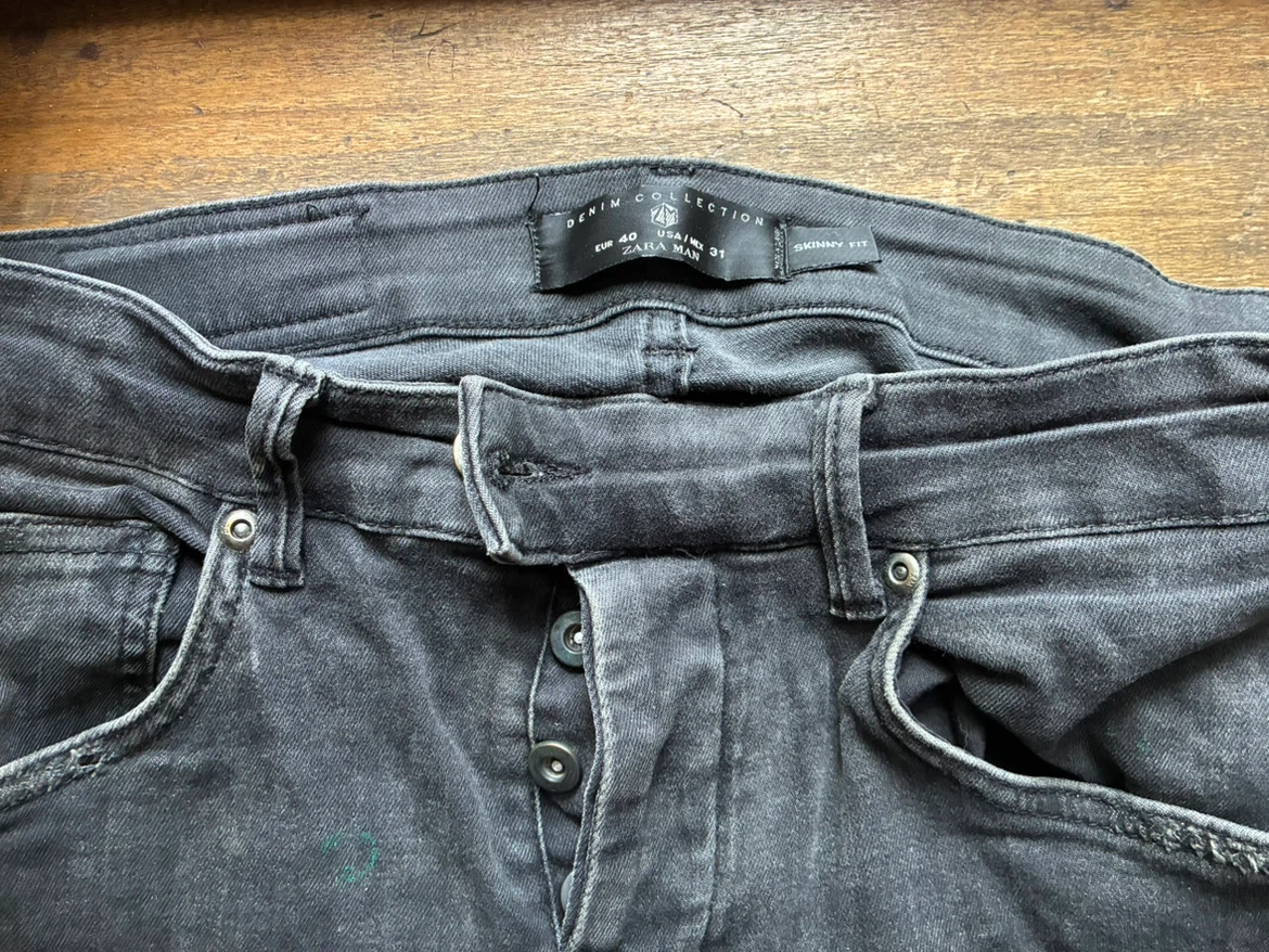 ZARA MAN Black Moto Biker Distressed Skinny Jeans Size 31