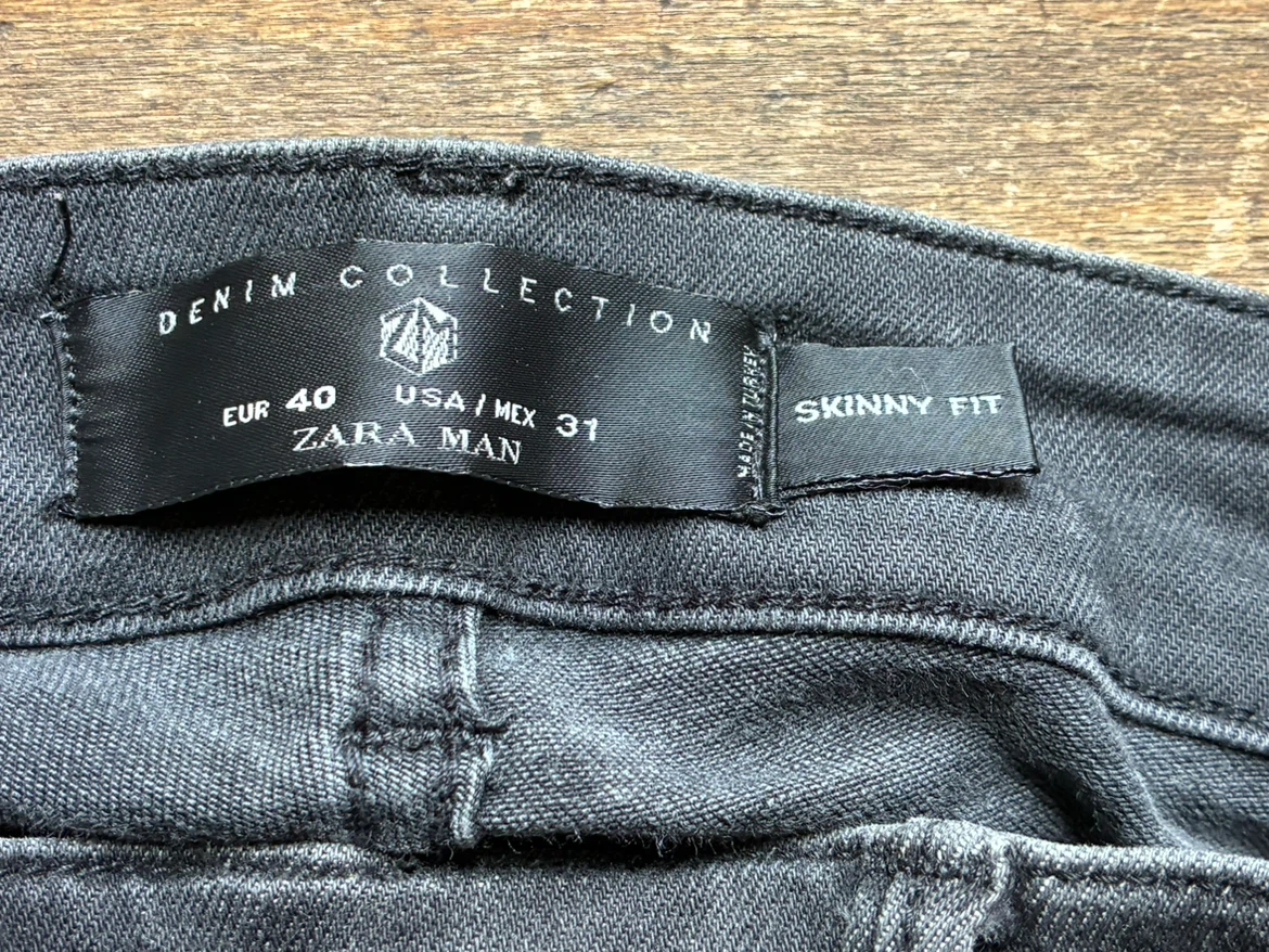 ZARA MAN Black Moto Biker Distressed Skinny Jeans Size 31 - photo 2