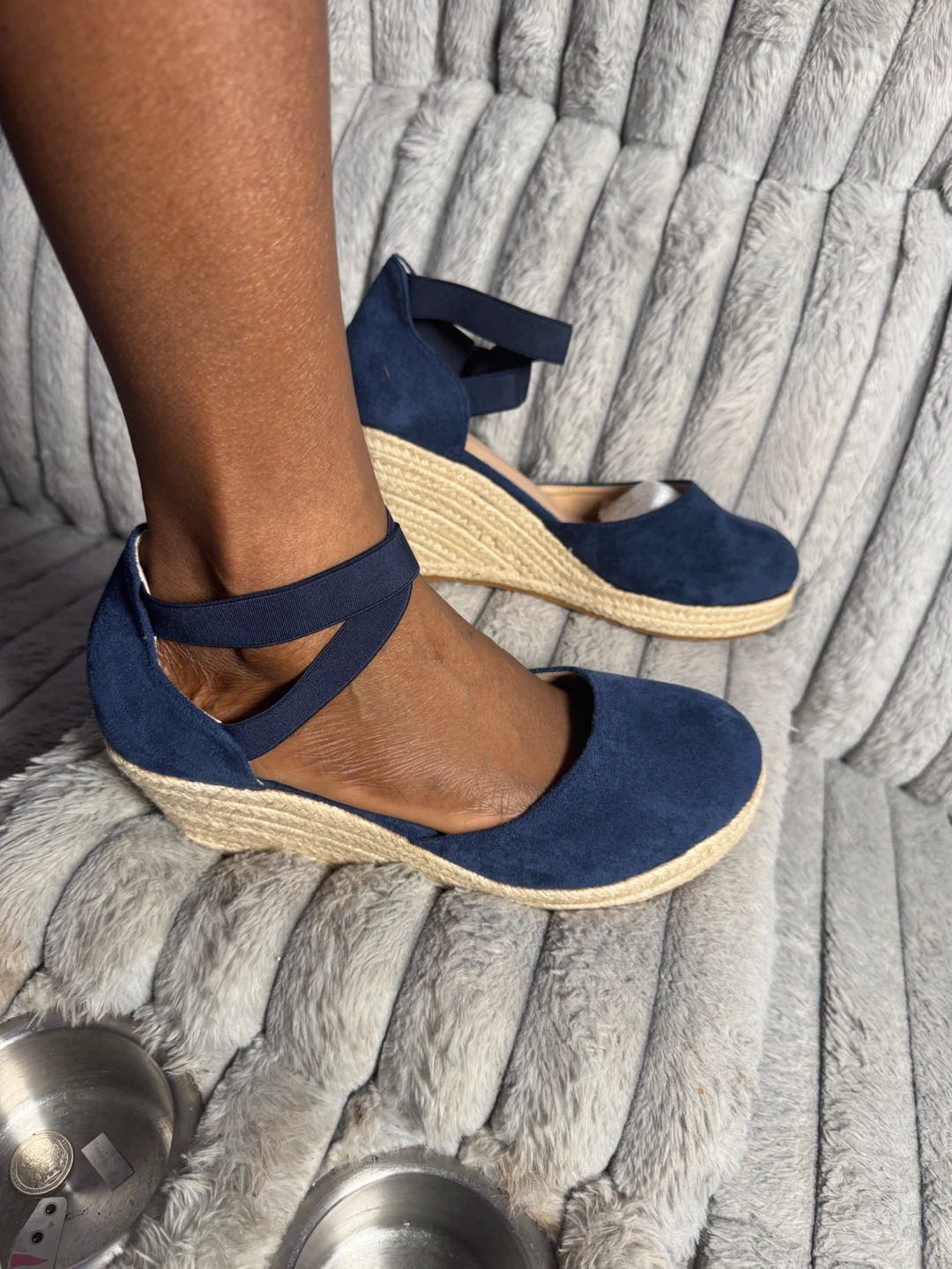 Blue Suede Wedge Espadrilles