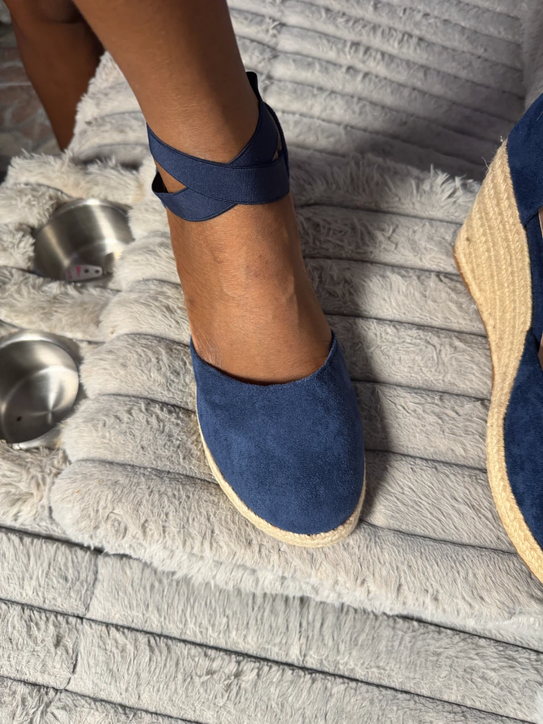 Blue Suede Wedge Espadrilles - photo 2