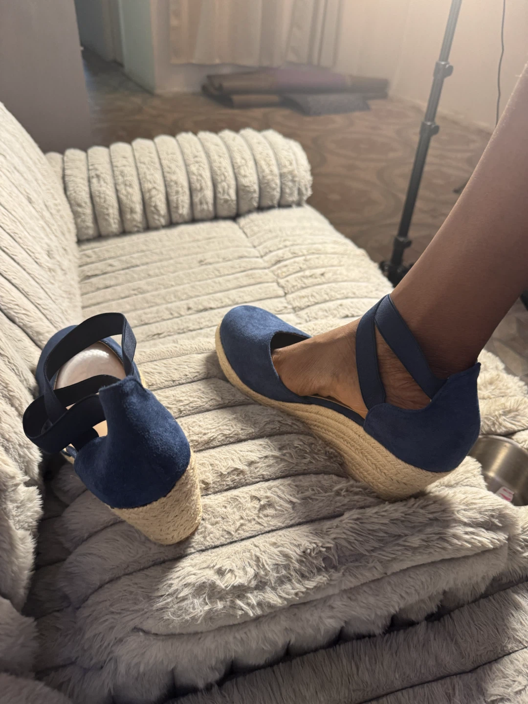 Blue Suede Wedge Espadrilles - photo 3