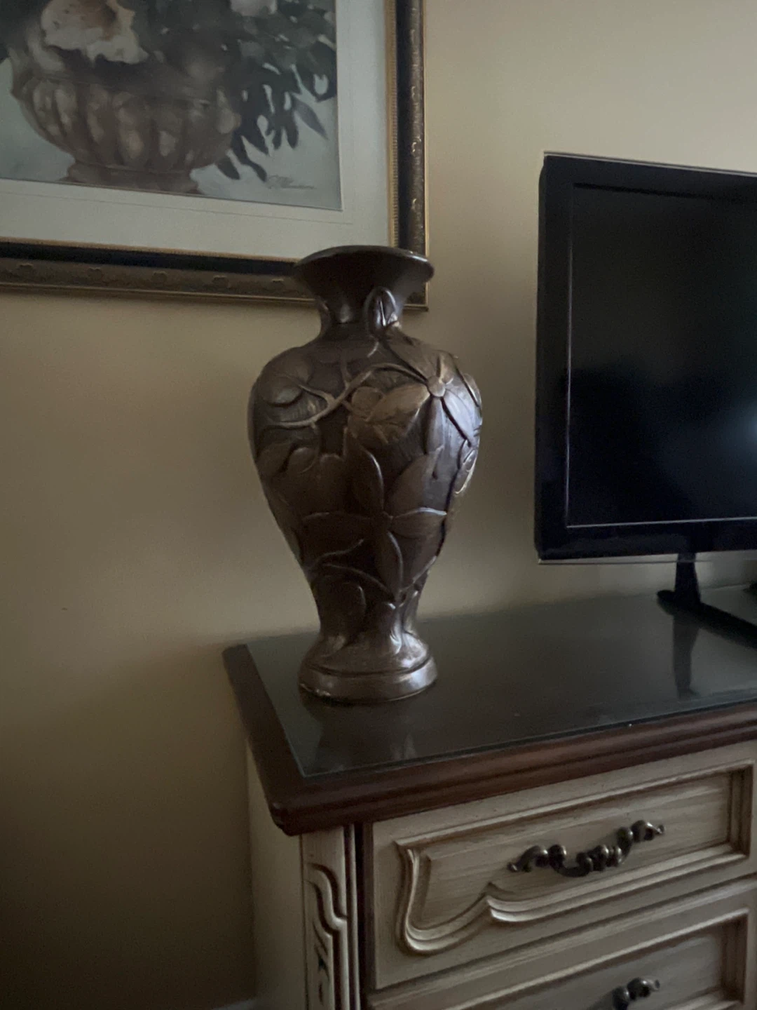 Massive 21.5" Antique-Style Statement Floor Vase (Bronze Finish)