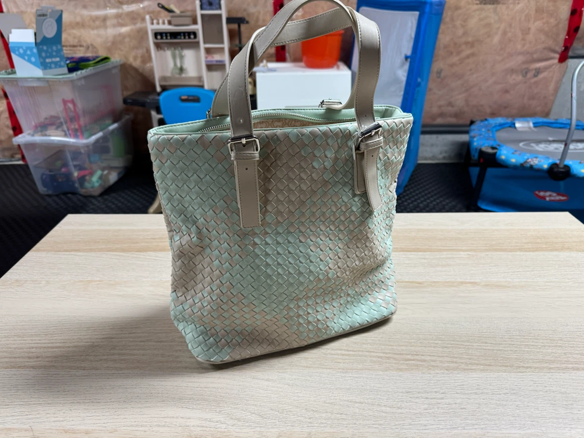 Mint Green Woven Tote Bag