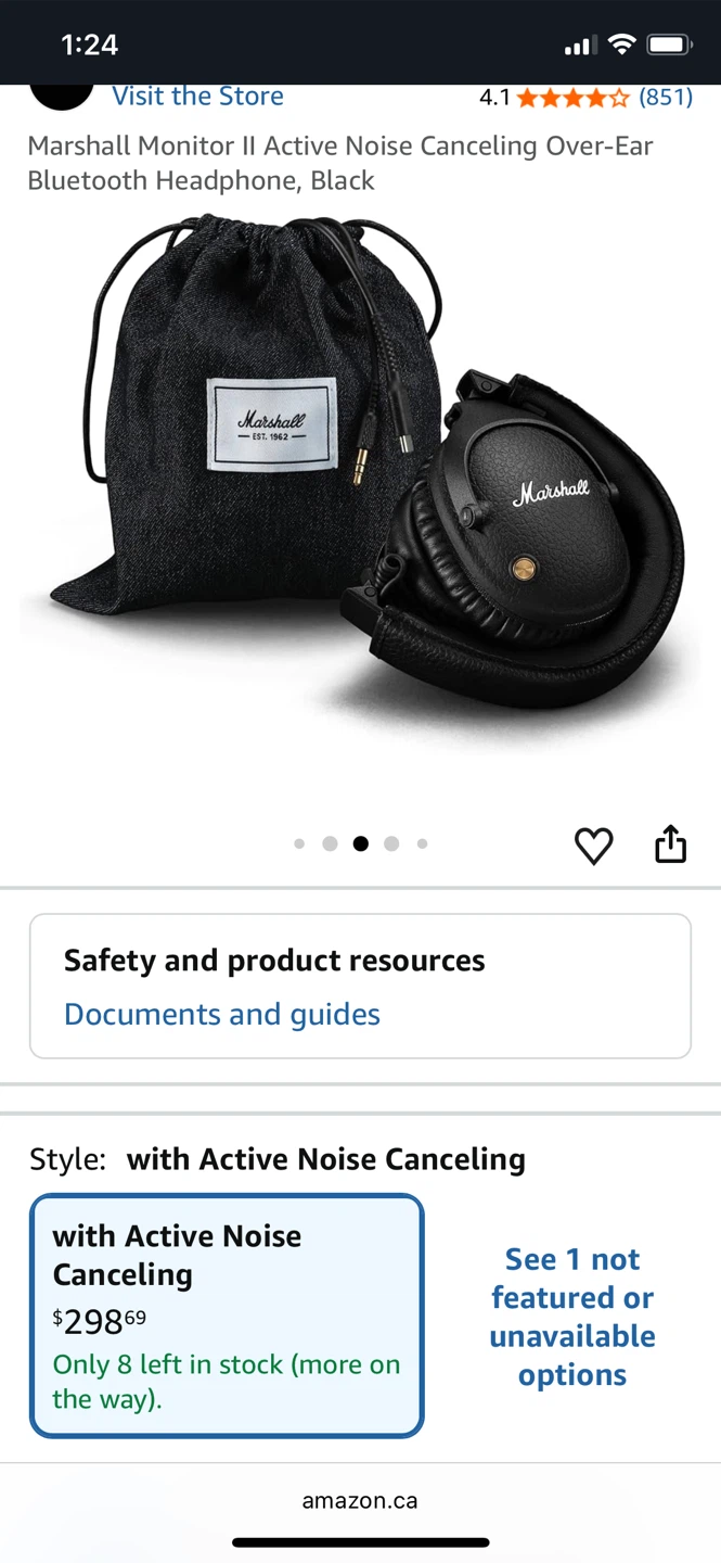 Marshall Monitor II ANC Bluetooth Headphones, Black - photo 4