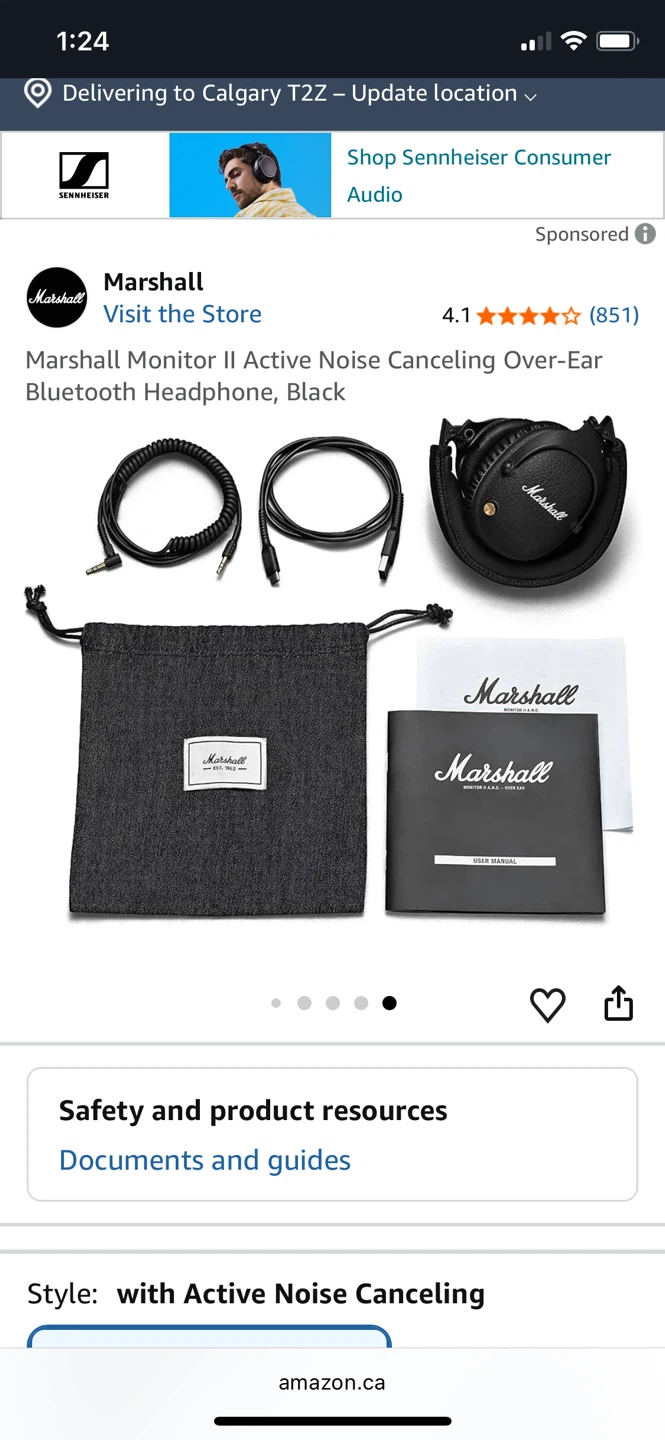Marshall Monitor II ANC Bluetooth Headphones, Black - photo 5